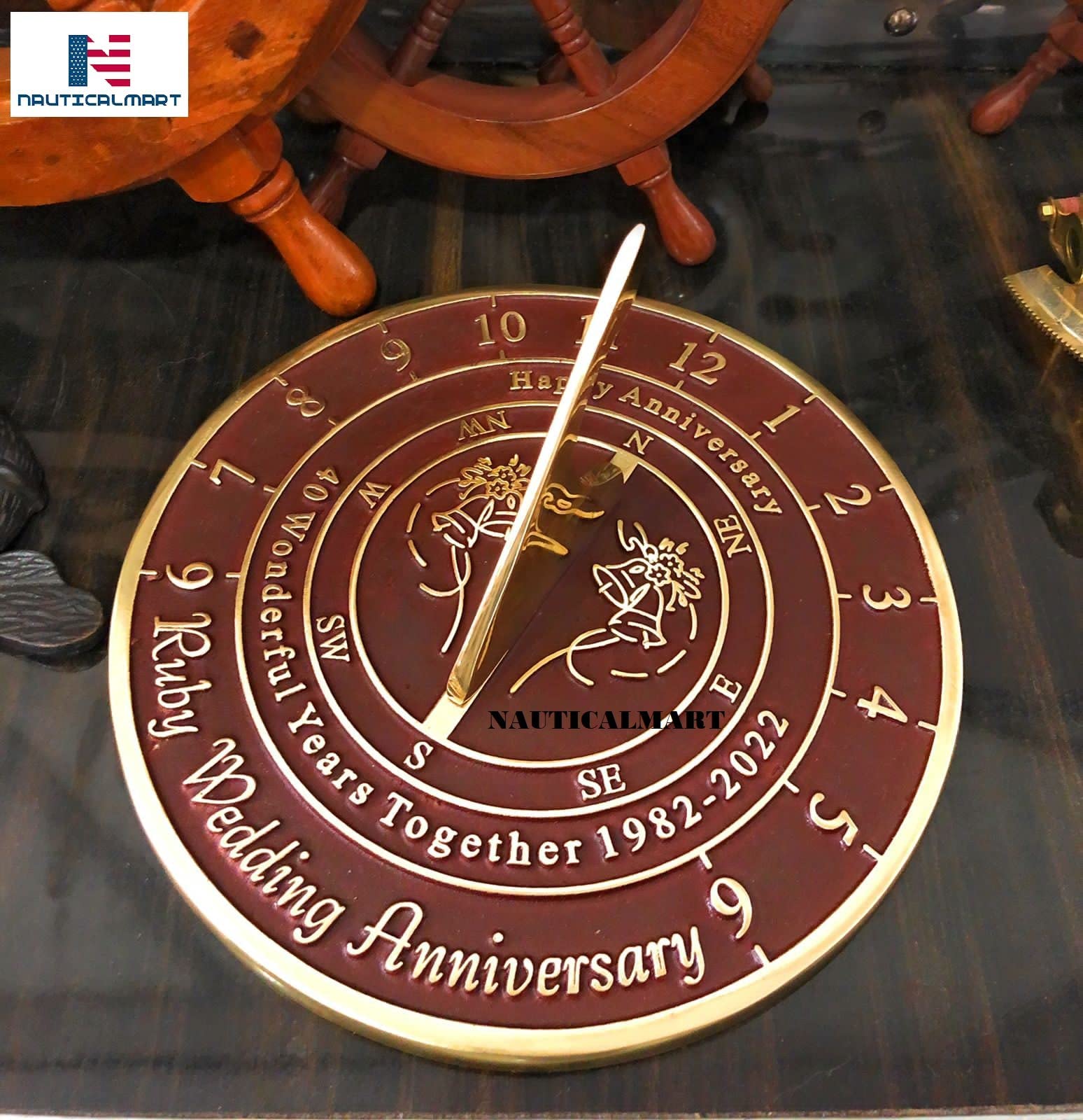 Ruby Wedding Anniversary Sundial Gift - 40th Year Keepsake for Couples - Perfect for Outdoor Garden, Patio & Home Decor
