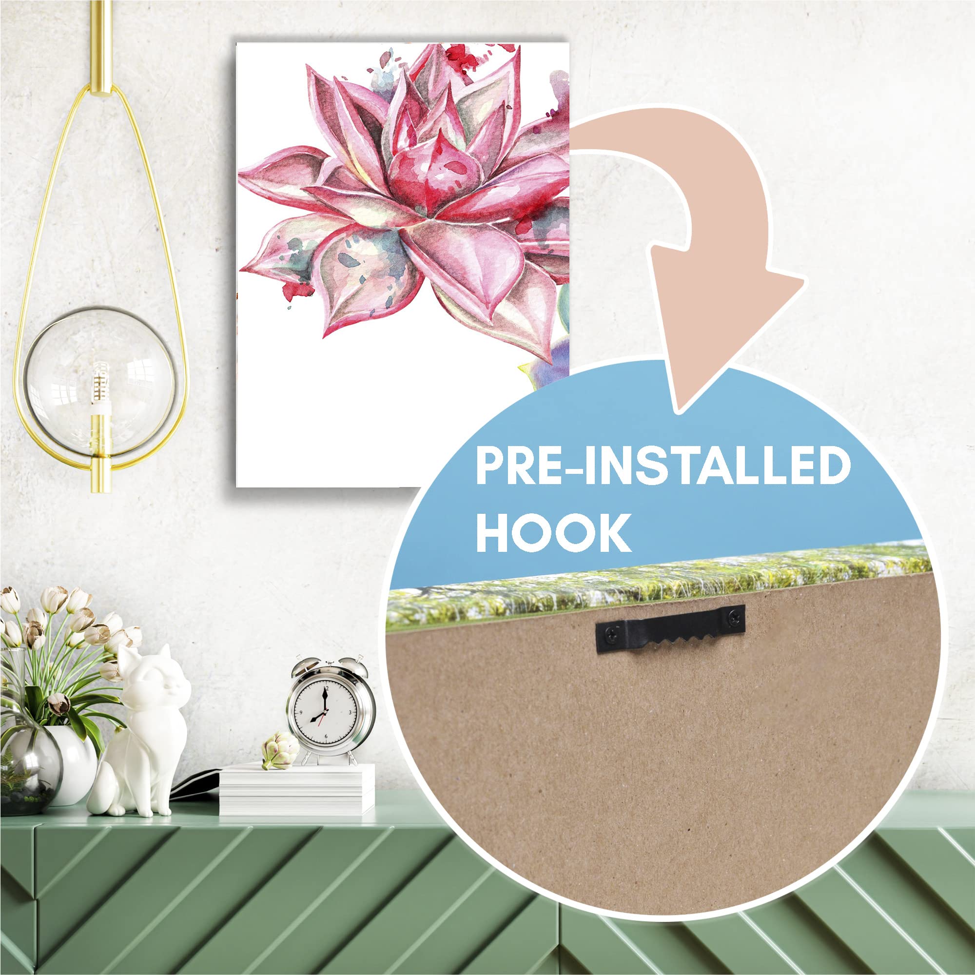 3-Piece Botanical Canvas Wall Art Set - 18x24 Inch Succulent & Plant Prints for Living Room & Bedroom Decor | Perfect Above Bed, Sofa or Office Wall Artwork with Frames