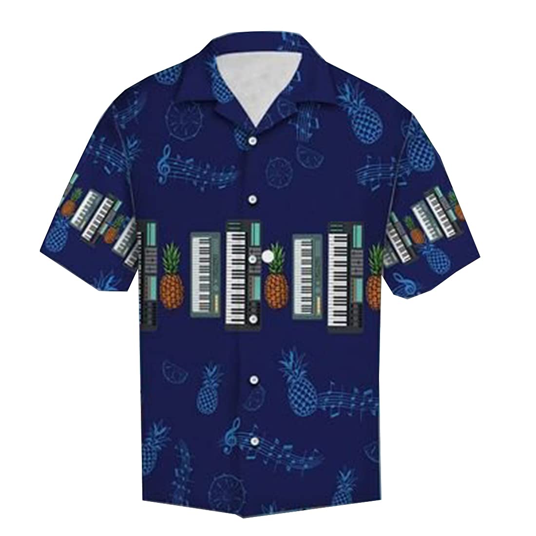 Men's Hawaiian Shirts - Tropical Pineapple Print Short Sleeve Button Down Shirts for Summer Beach Party & Vacation | Casual Aloha Shirts for Men