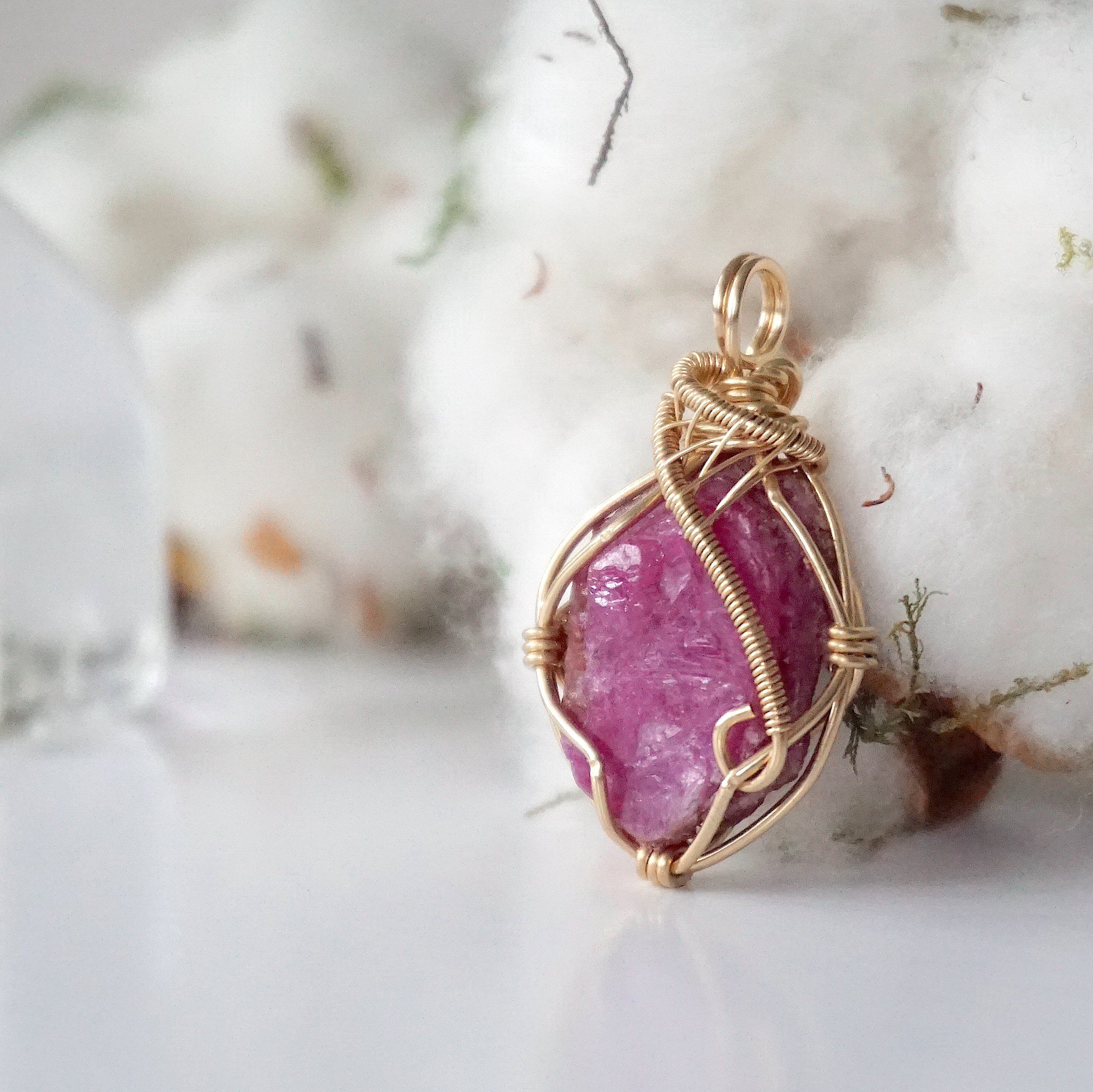 14k Gold Filled Pink Ruby Pendant Necklace for Women - Elegant Jewelry Gift for Valentine's Day, Anniversary & Special Occasions