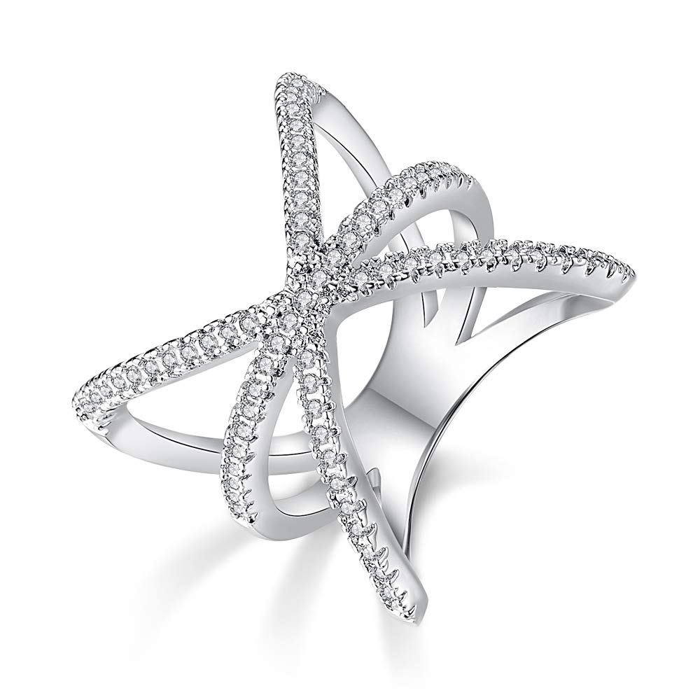 14K Gold Plated X-Shaped Meteor Ring with Micro Inlay Zircon | Elegant Women's Fashion Jewelry Gift for Birthday, Anniversary & Valentine's Day