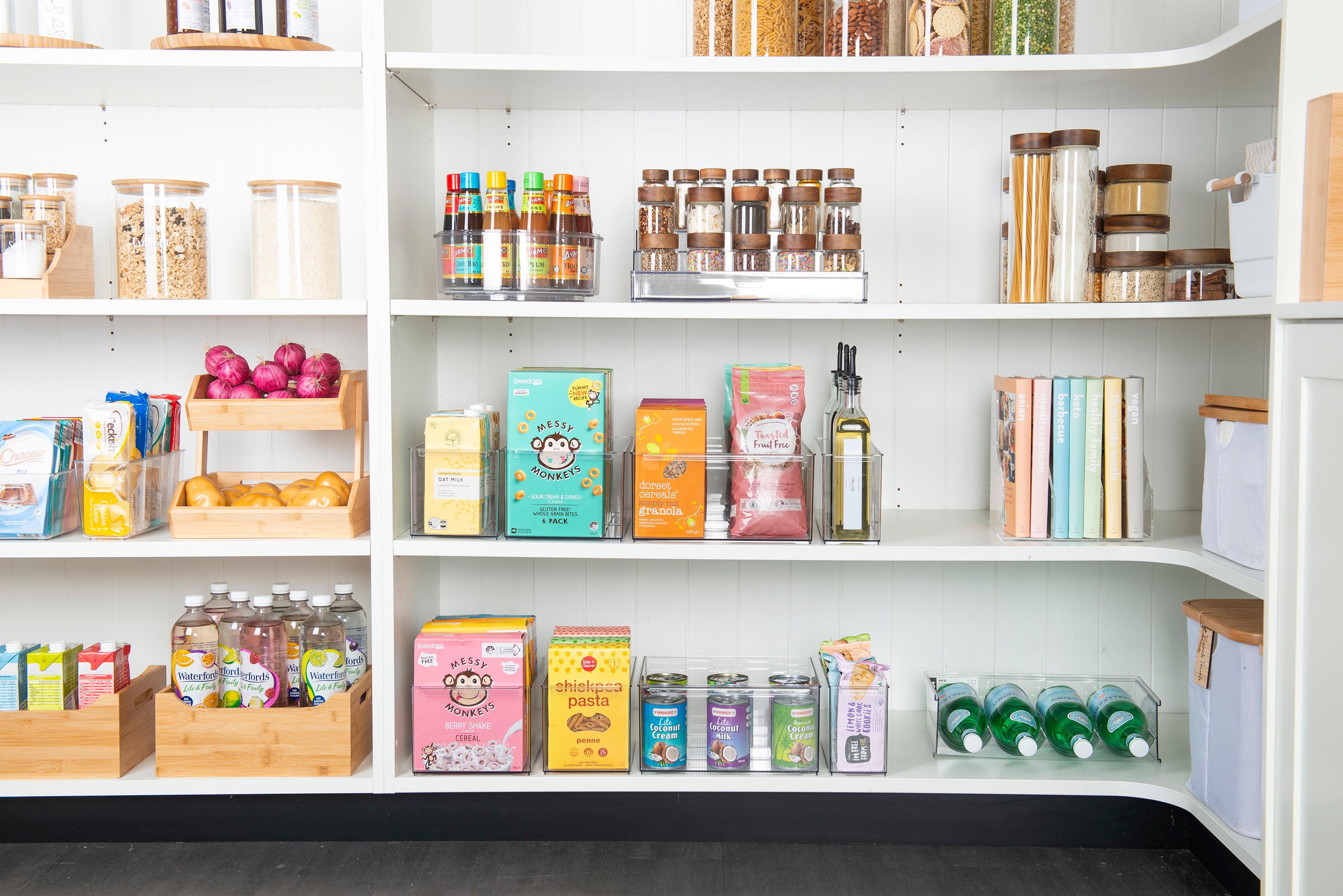Clear Acrylic Herb & Spice Shelf with Drawer - 12 Jar Organizer for Kitchen Countertop, Pantry or Spice Rack Storage - Perfect for Organizing Cooking Ingredients, Tea Bags and Small Bottles