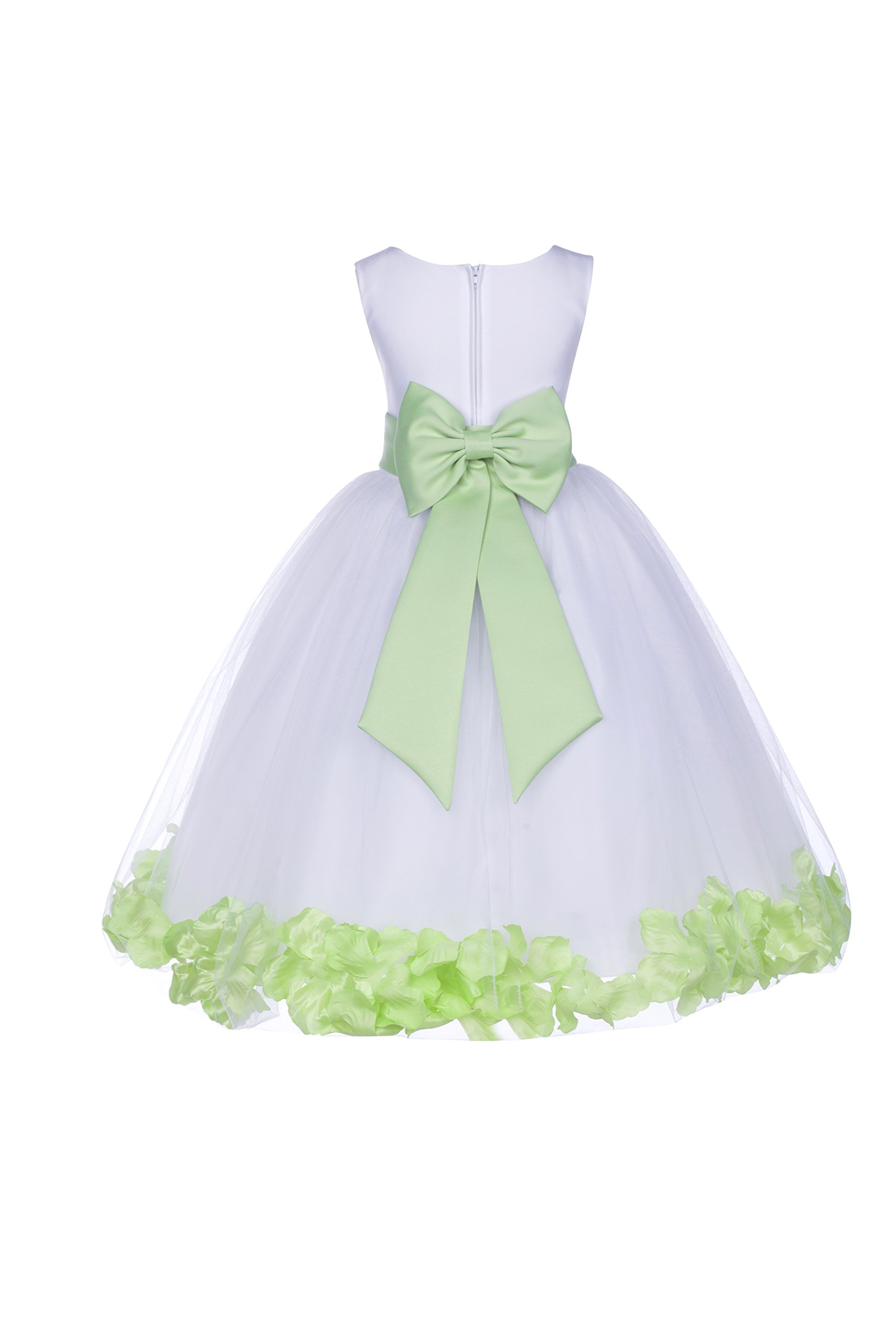 White Tulle Rose Petals Flower Girl Dress - Elegant Christening Gown for Baby Girls (Style 302T, Size 6) | Perfect for Weddings, Baptisms & Special Occasions