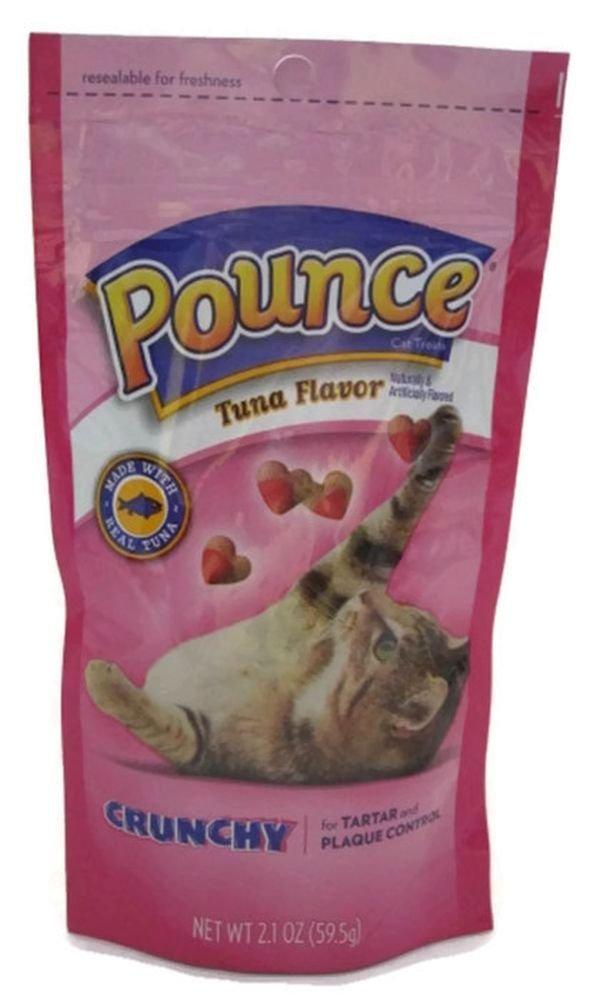 Pounce Tuna Flavored Cat Treats for Tartar and Plaque Control - Dental Care Snacks for Cats - 2 Pack of 6 - Perfect for Oral Hygiene and Fresh Breath at Home or Travel