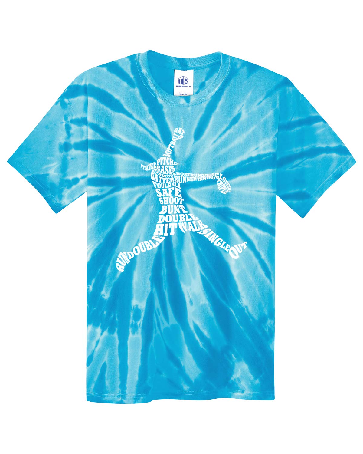Threadrock Big Girls' Softball Player Typography Tie Dye T-Shirt | Youth Athletic Tee for Softball Games & Practice | Comfortable Cotton Shirt for Sports Fans & Team Spirit
