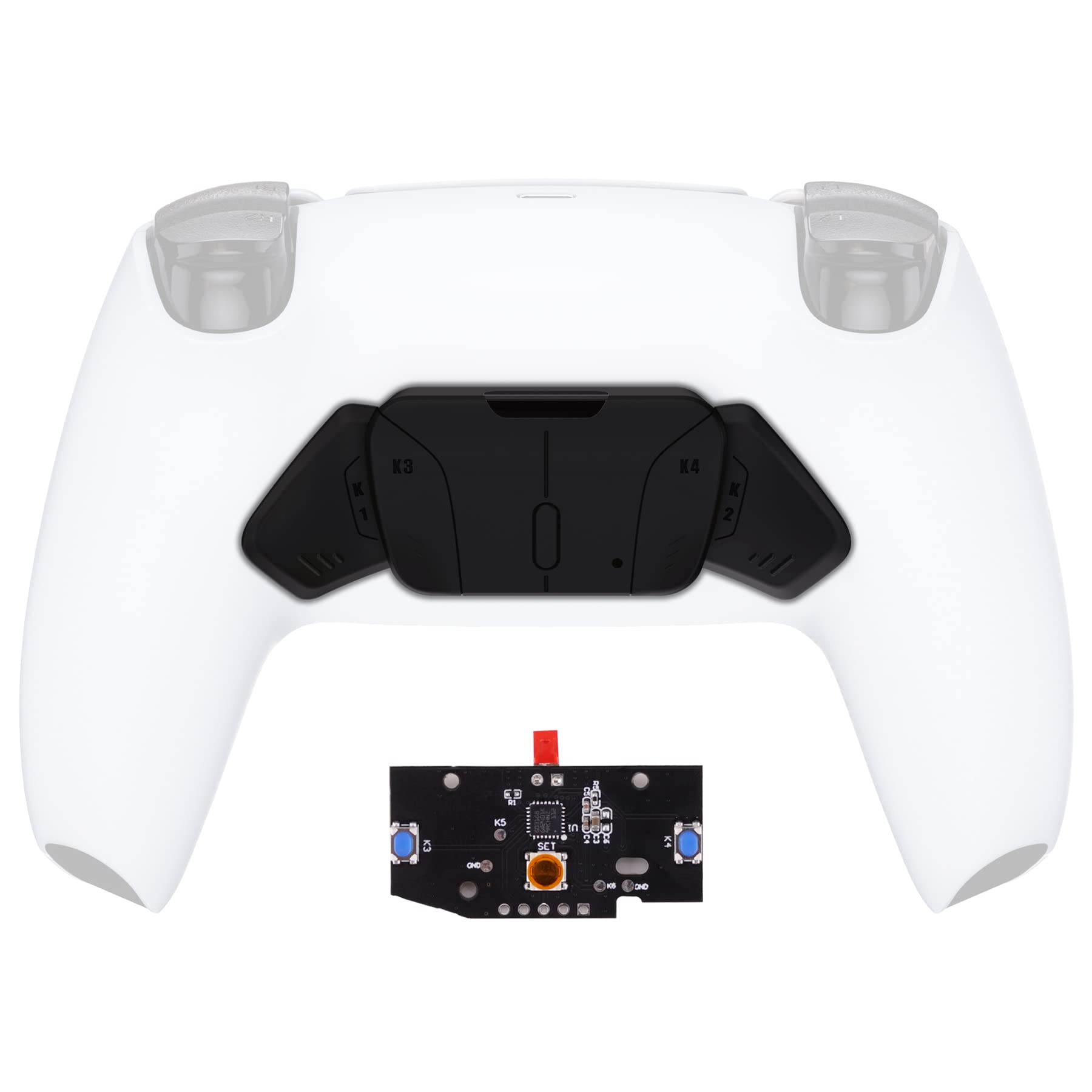 eXtremeRate RISE4 Replacement Back Paddles & Remapper Board for PS5 Controller - Customizable K1K2K3K4 Back Buttons & PCBA Board (Black) | Gaming Accessories for Competitive Play & Enhanced Control
