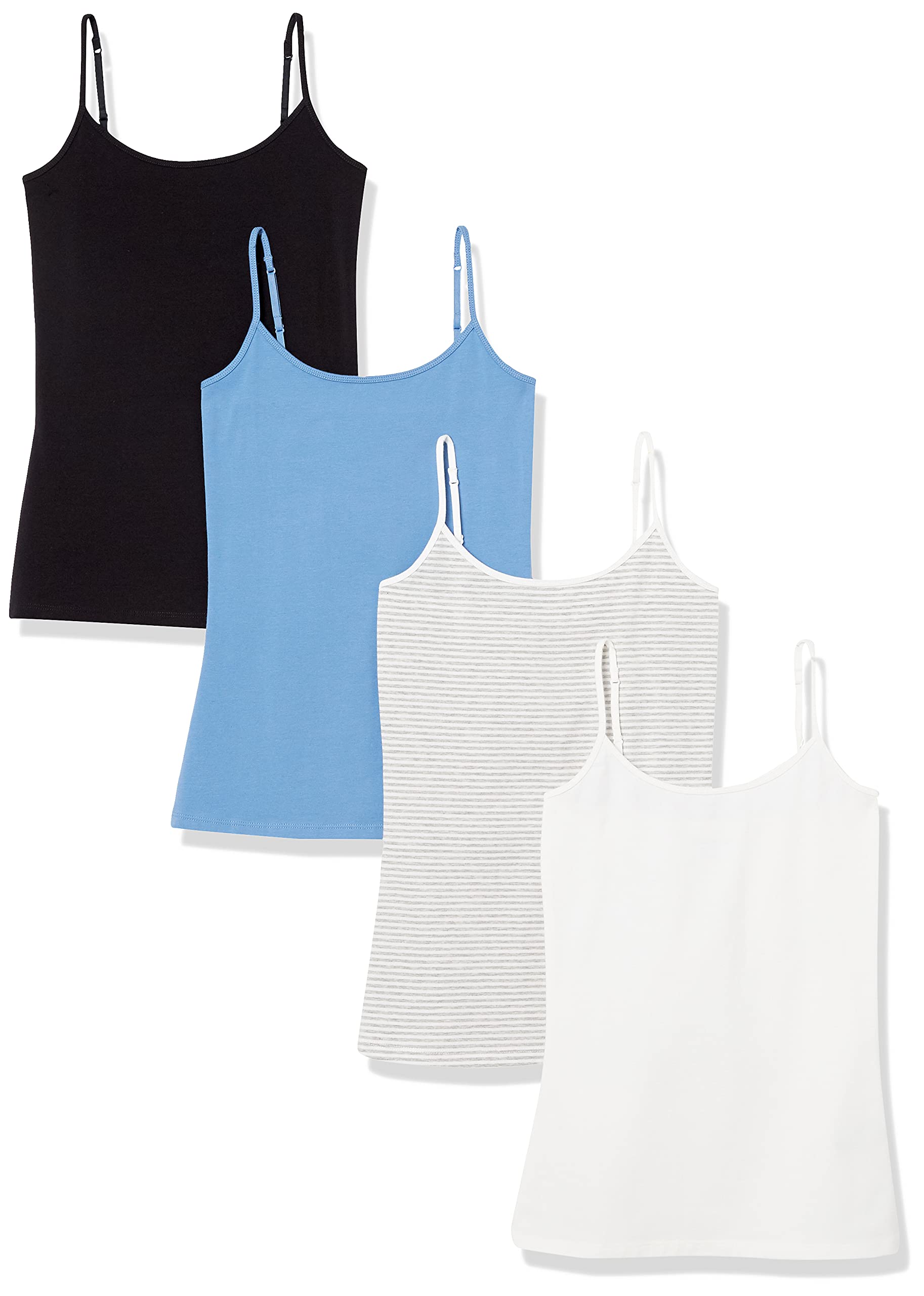 Amazon Essentials Women's Slim-Fit Camisole Top - 4 Pack | Soft Stretch Basic Tank Tops for Layering, Sleepwear & Everyday Wear
