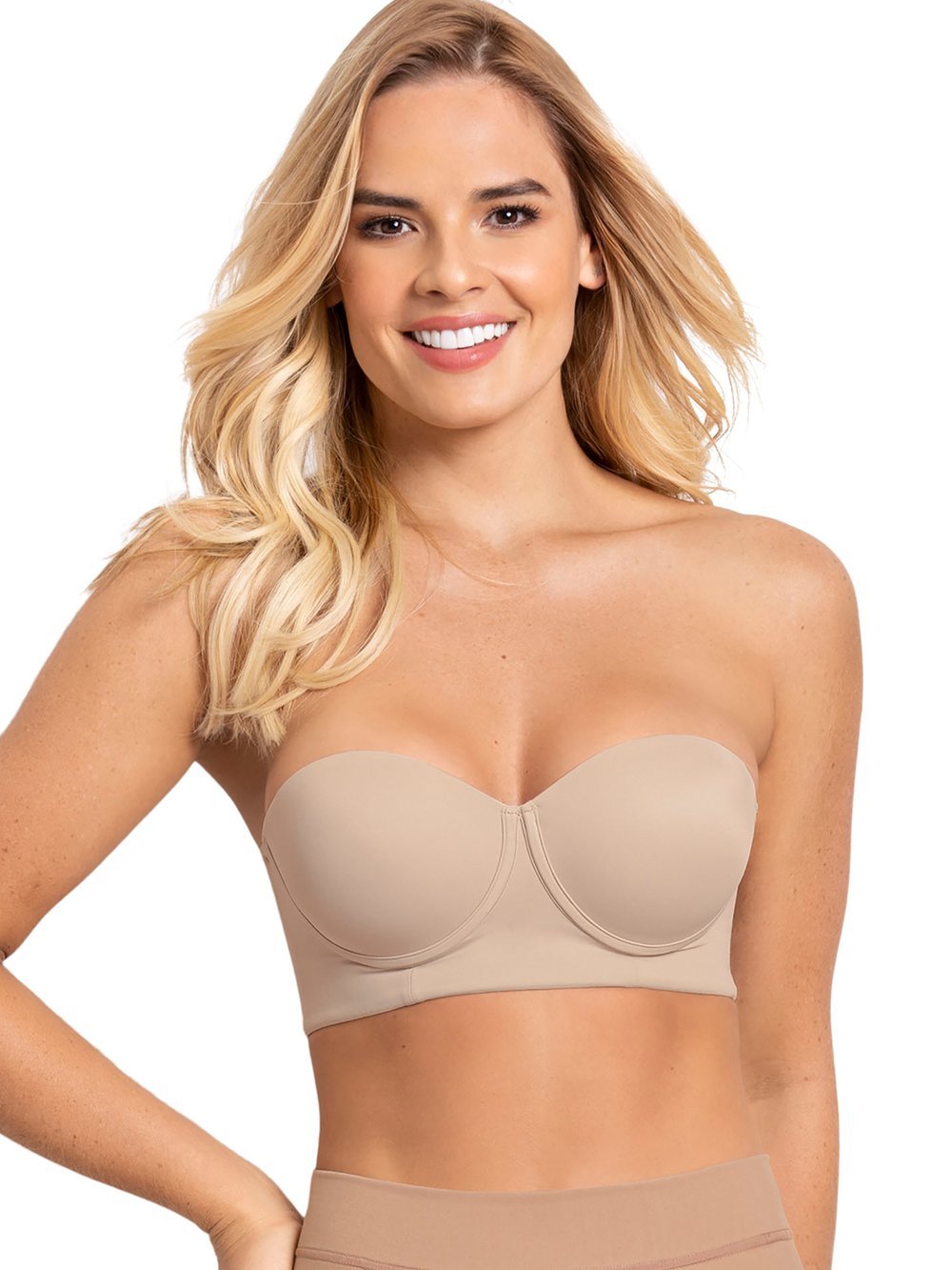 360° Contouring Strapless Longline Balconet Bra - Seamless Lift & Support for Evening Gowns, Wedding Dresses & Special Occasions