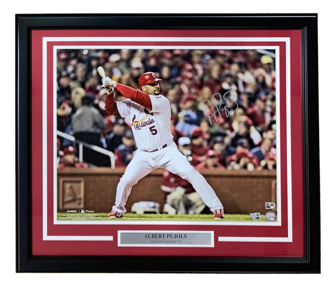 Authentic Albert Pujols Autographed Framed 16x20 Photo - St. Louis Cardinals Memorabilia - Officially Licensed by Fanatics - Perfect for Sports Collectors, Man Cave Decor, and Cardinals Fans Gifts