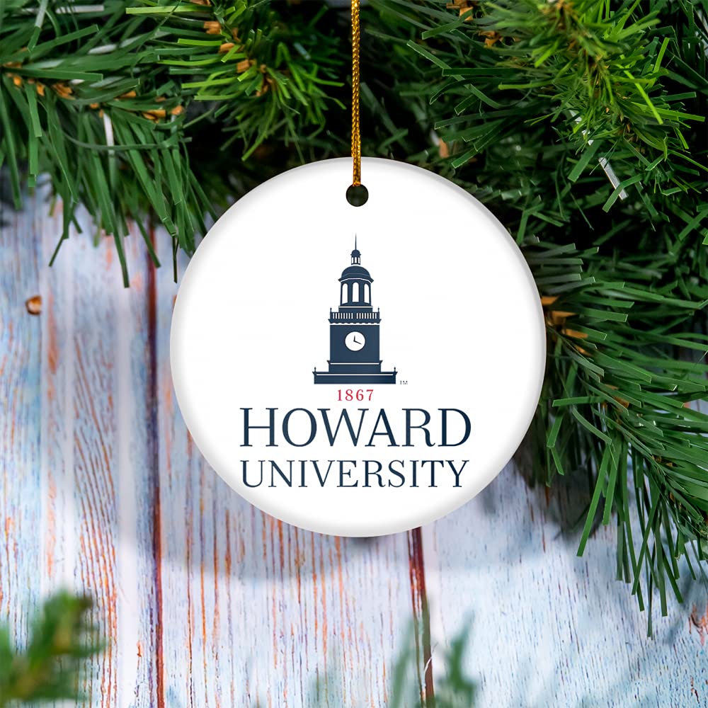 Personalized Howard University Bisons Couple Names Ceramic Christmas Ornament - Round Keepsake Holiday Decoration for Alumni, Family & Campus Pride - Perfect for Tree Decor, Gift Giving & Dorm Room Memories