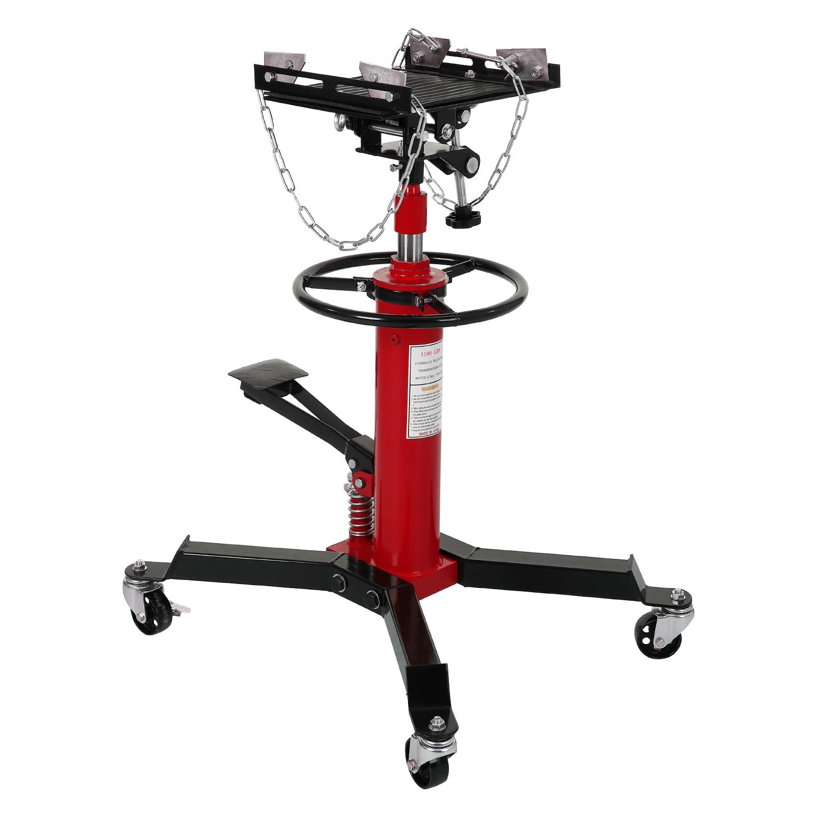 GARVEE 1322lbs Heavy Duty Transmission Jack Lift with Anti-Slip Rubber Pad, Adjustable Telescoping Hydraulic Transmission Jack for Car Repair, High Lift Single Telescopic Jacks Hoist with Pedal, 33.8