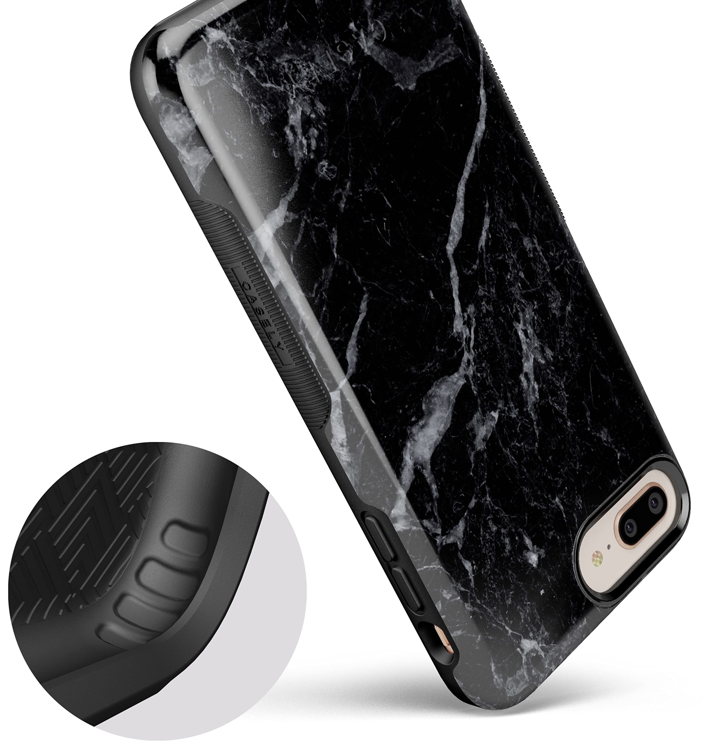 Casely iPhone 6/7/8 Plus Case - Premium Slim Black Marble Phone Cover | Protective Shockproof Case for iPhone 6 Plus 7 Plus 8 Plus | Perfect for Work, Travel & Everyday Use