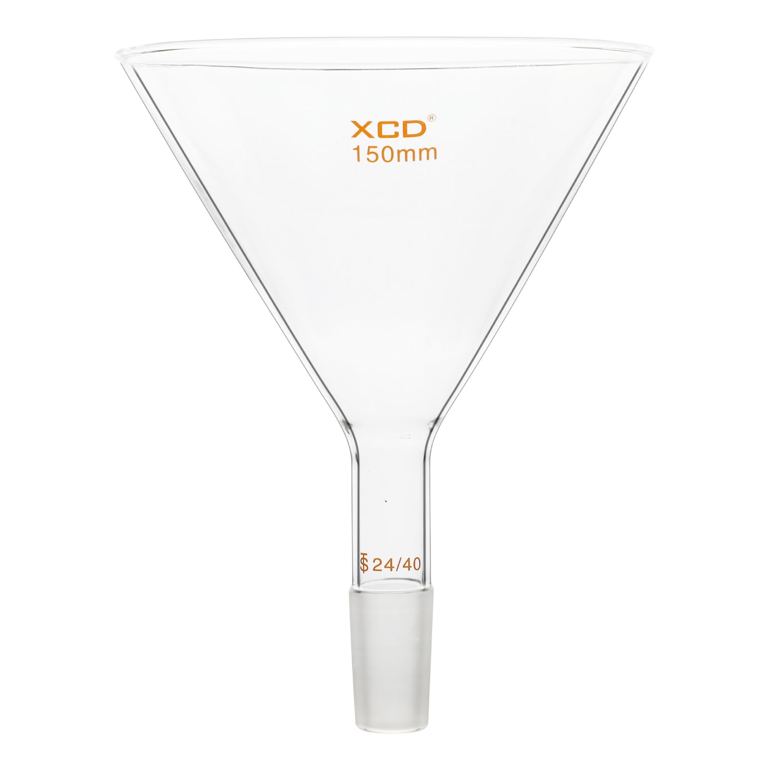 Premium Borosilicate Glass Funnel with 24/40 Joint - 150mm Short Stem Filter Funnel for Lab Use, Powder Transfer & Essential Oil Distillation | Durable Chemistry Glassware for Home & Professional Laboratories