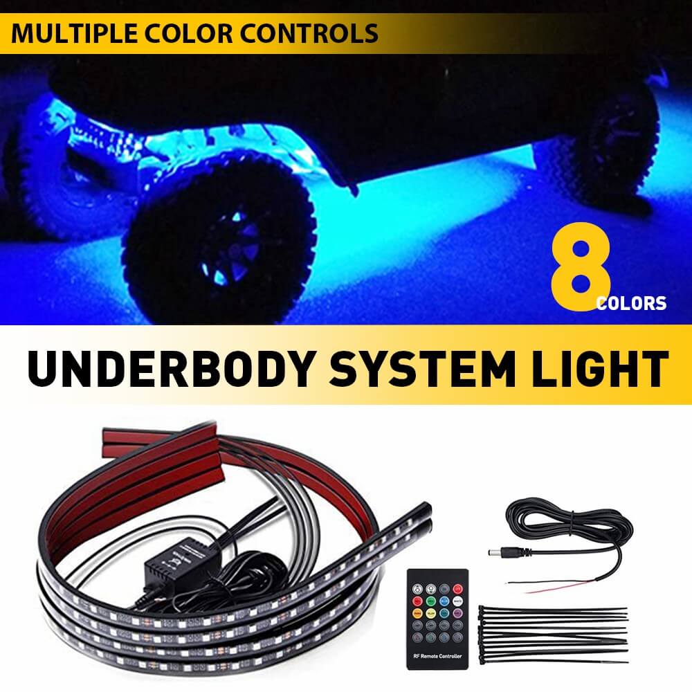 Universal RGB LED Car Underbody Lights Kit with Wireless Remote Control - 4 PC Multi-Color Neon Glow Strips for Cars, Trucks & SUVs - Customize Your Ride for Night Driving, Car Shows & Special Events