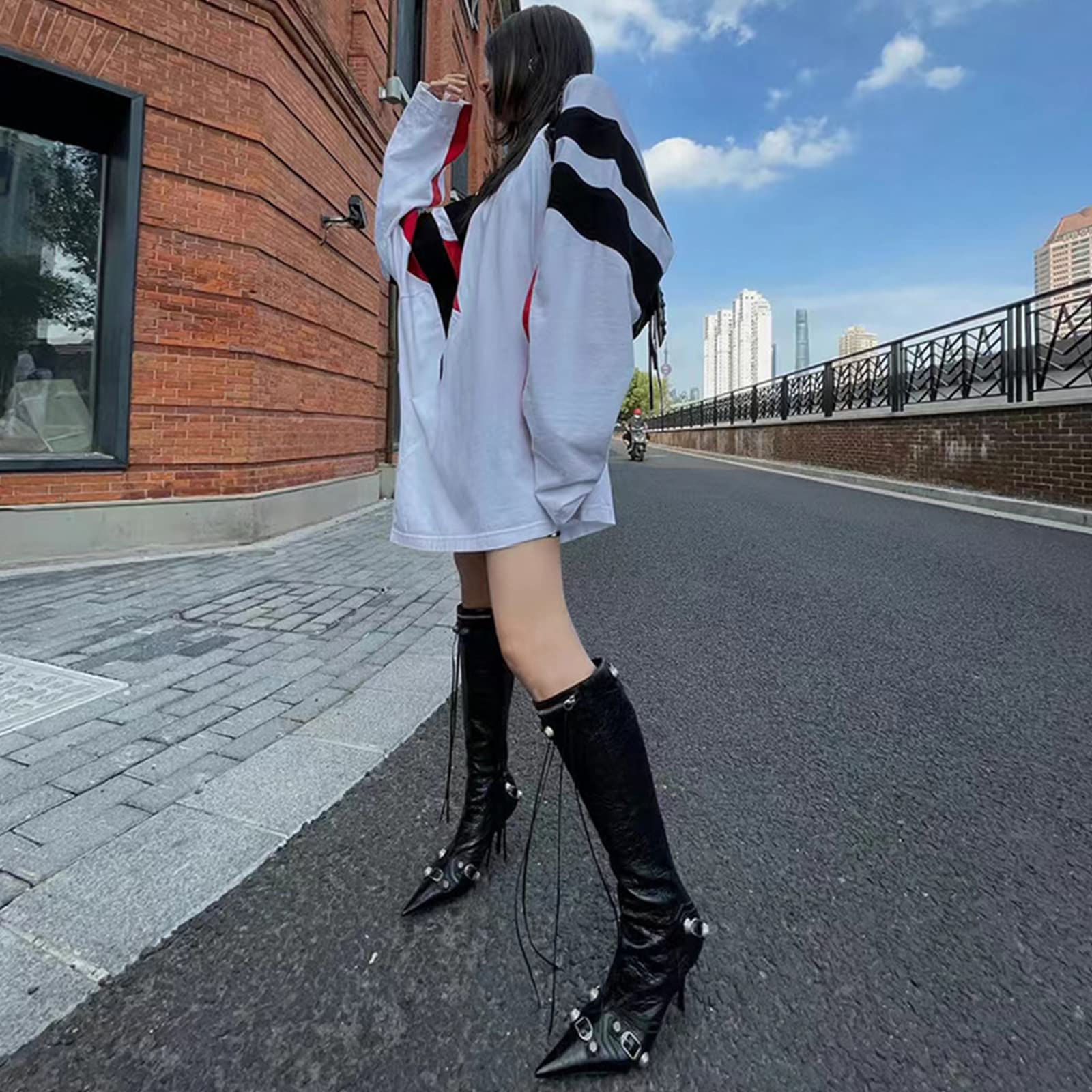Stylish Women's Black Stiletto Knee High Boots - Pointed Toe, High Heel, Side Zipper - Perfect for Night Out, Party & Fashion Events