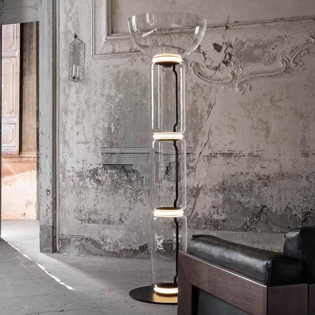 Modern Bamboo Glass Floor Lamp - Elegant Home Decor for Living Room, Bedroom & Office - Soft Ambient Lighting for Relaxation & Reading