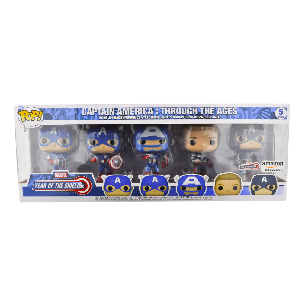 Funko Pop! Marvel Captain America: Through the Ages 5-Pack Action Figure Set - Amazon Exclusive Collectible for Marvel Fans & Comic Book Lovers - Perfect for Display, Gifts, and Home Decor