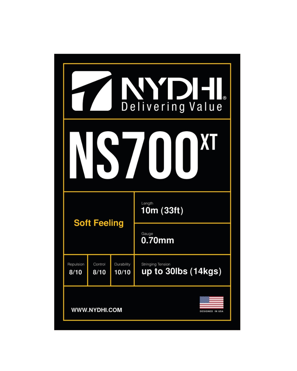Nydhi NS700 XT Premium Badminton String Set - 10m High Durability Racket String for Professional Players | Perfect for Tournament Play & Training Sessions