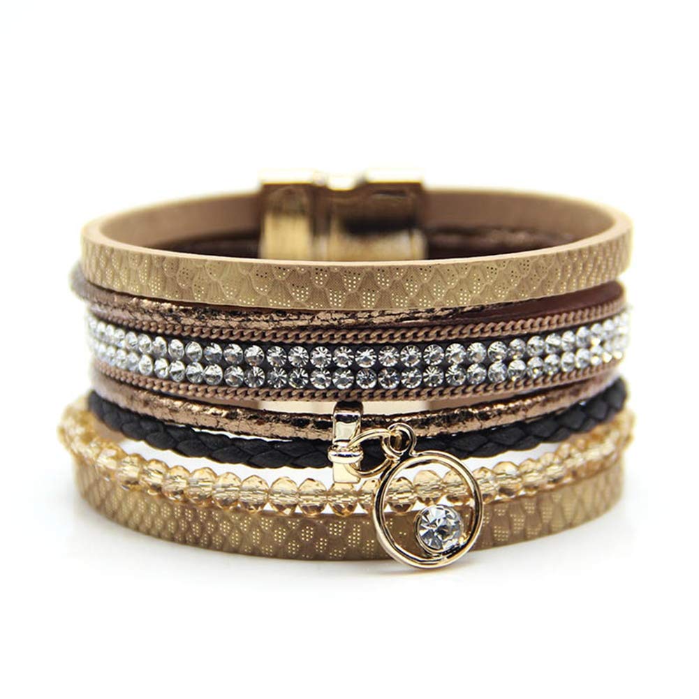 Handmade Leather Wrap Bracelet for Women - Engraved Beaded Cuff Bangle, Boho Chic Jewelry Gift for Her | Perfect for Casual Wear, Parties & Special Occasions