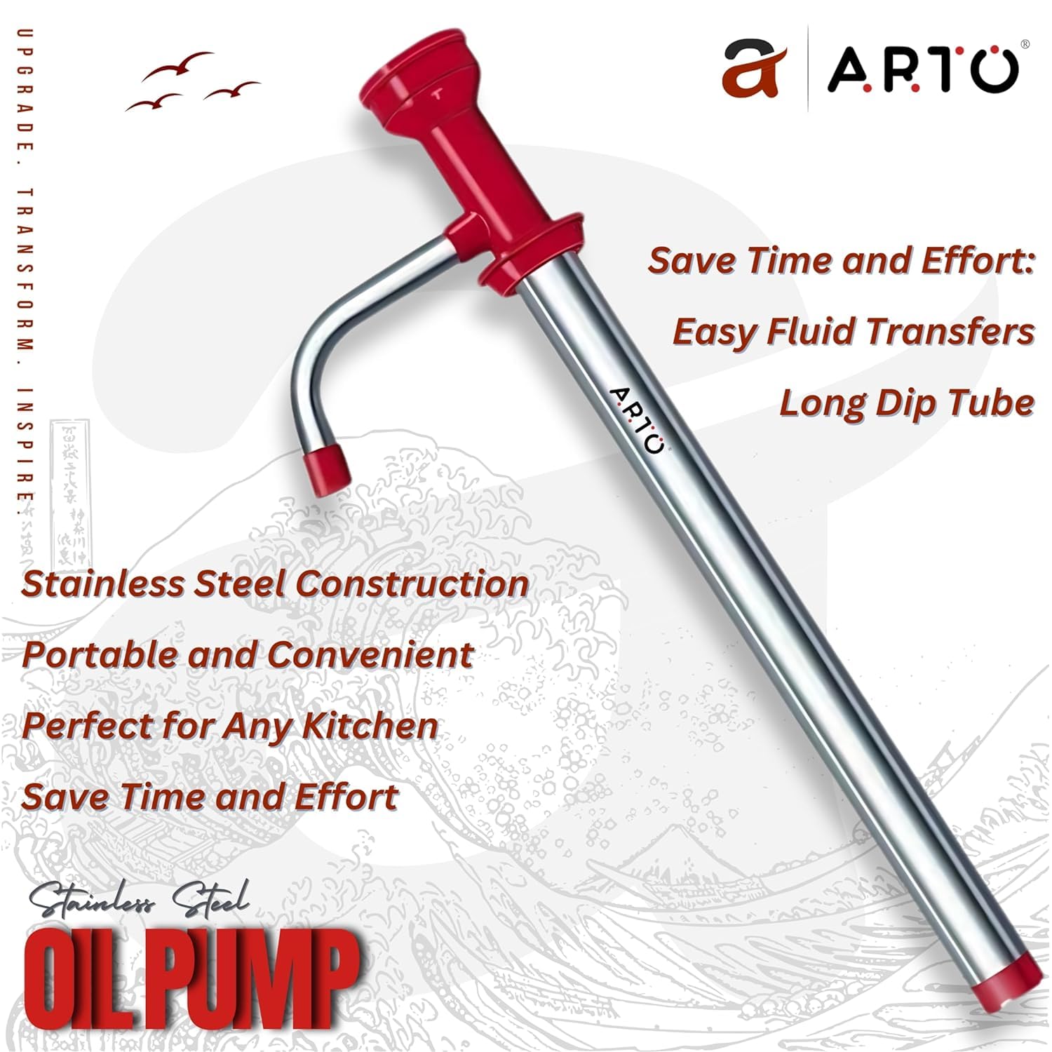 DIGSMORDEN Manual Hand Pump for Oil, Fuel & Liquids Transfer - 15L Capacity for Tin Cans & Bottles - Ideal for Kitchen, Garage, Workshop & Outdoor Use - Oil Dispenser Pump for Easy Fluid Transfer