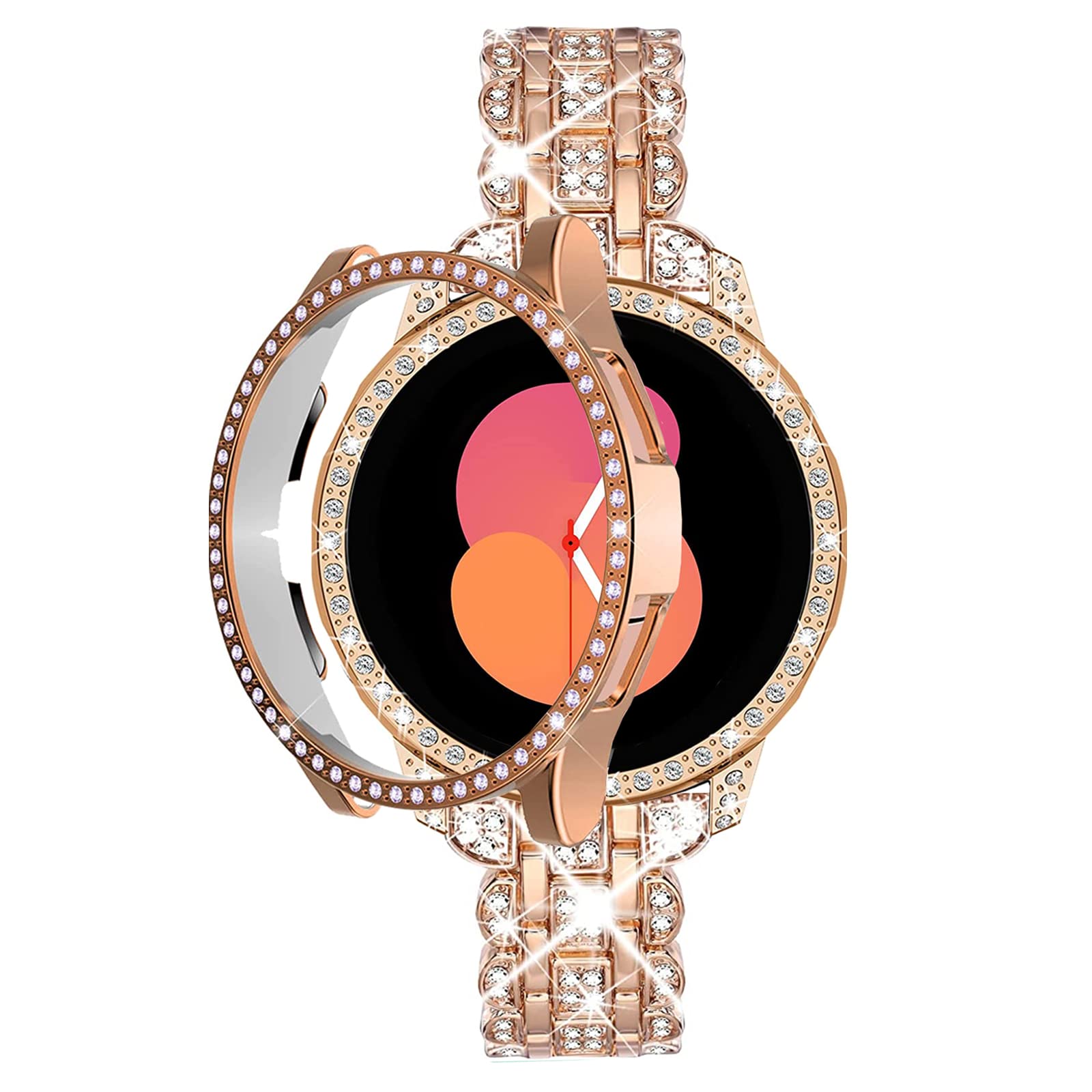 Bling Band+ Case for Galaxy Watch 6/5 40mm/44mm - Women's Fashionable Replacement Strap & Protective Cover - Perfect for Parties, Work & Everyday Wear