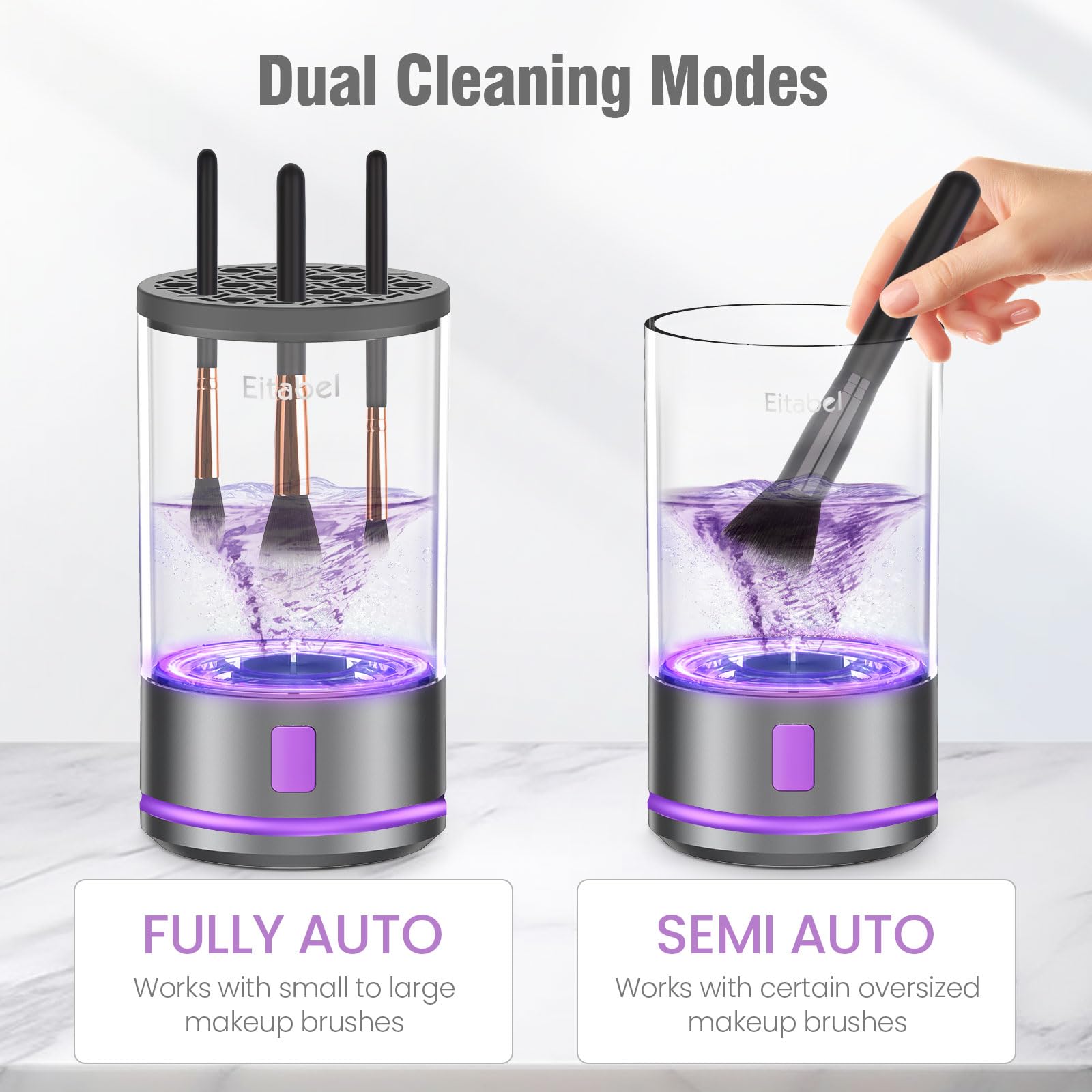 2 in 1 Electric Makeup Brush Cleaner Machine - Automatic Spinning Brush & Sponge Washer for All Sizes | Perfect for Home Salon, Professional Makeup Artists & Beauty Enthusiasts