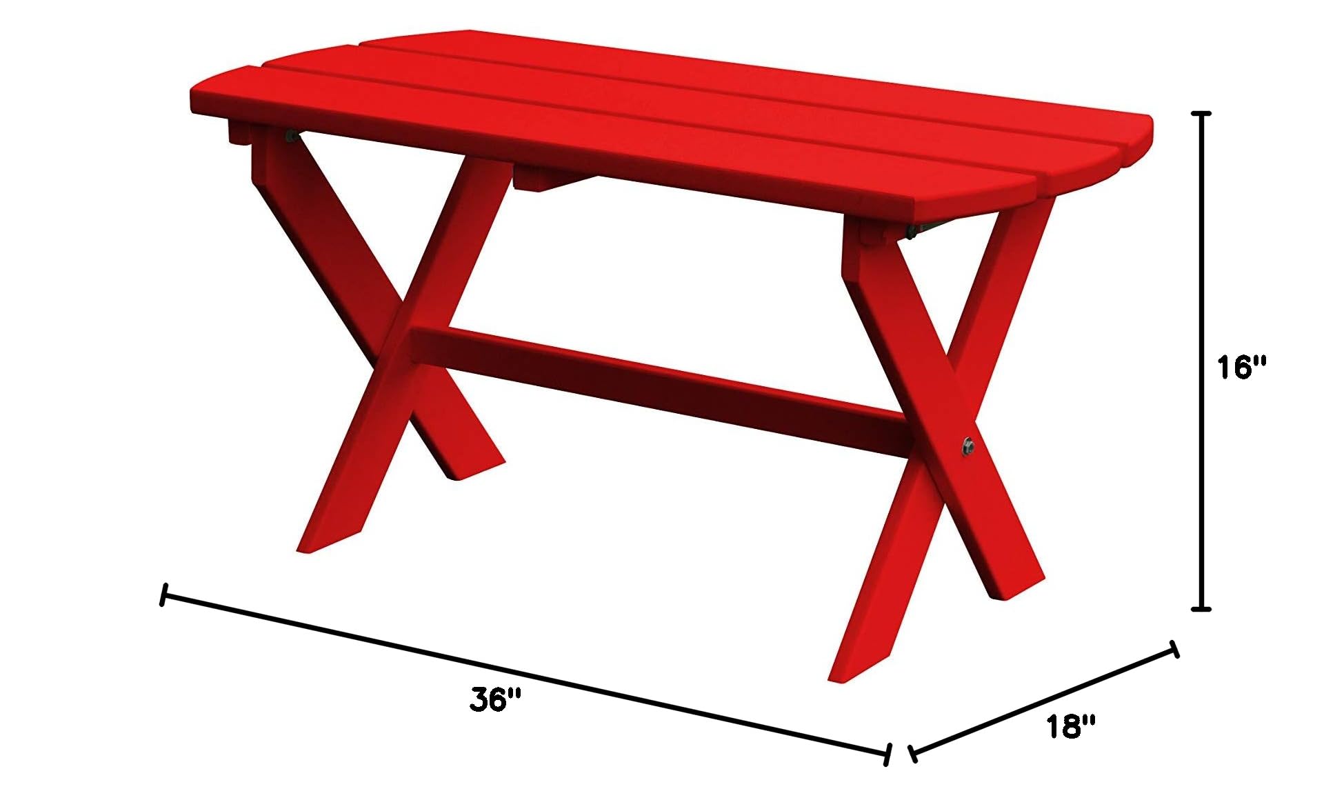 Furniture Barn USA Poly Folding Oval Coffee Table - Bright Red | Space-Saving Foldable Design for Small Living Rooms, Apartments & Outdoor Patios