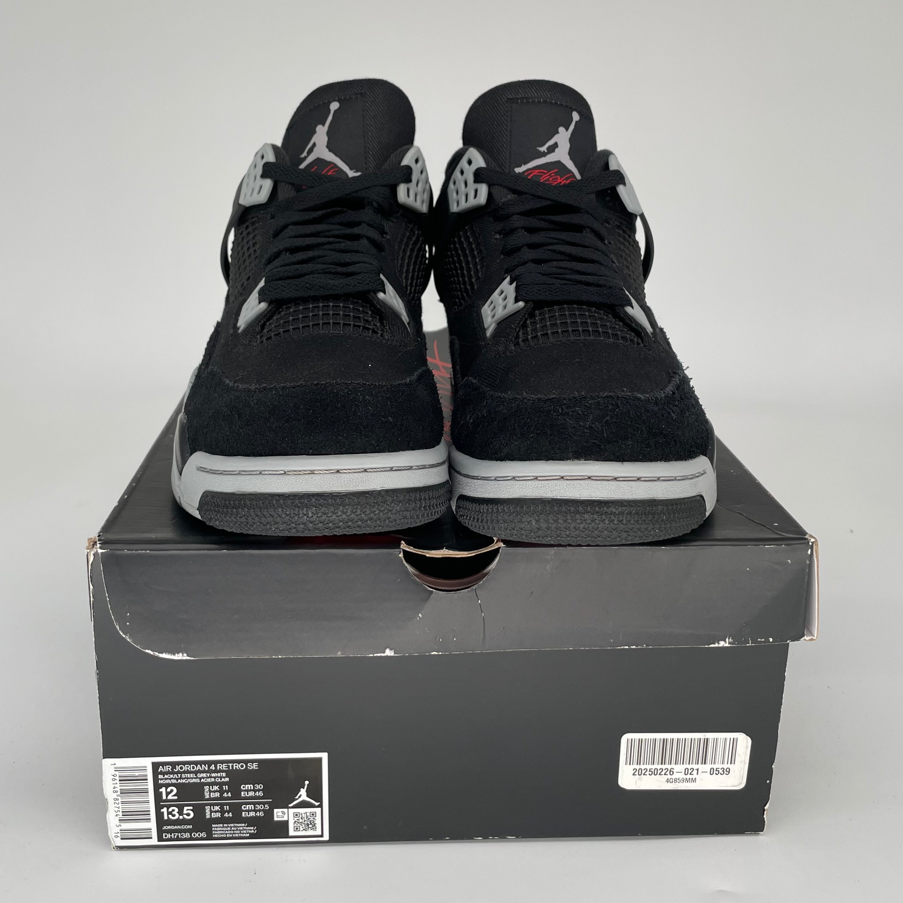 AIR JORDAN 4 Retro Black Canvas Men's Basketball Shoes Size 12 (DH7138-006) - Perfect for Streetwear, Sneaker Collection & Casual Wear