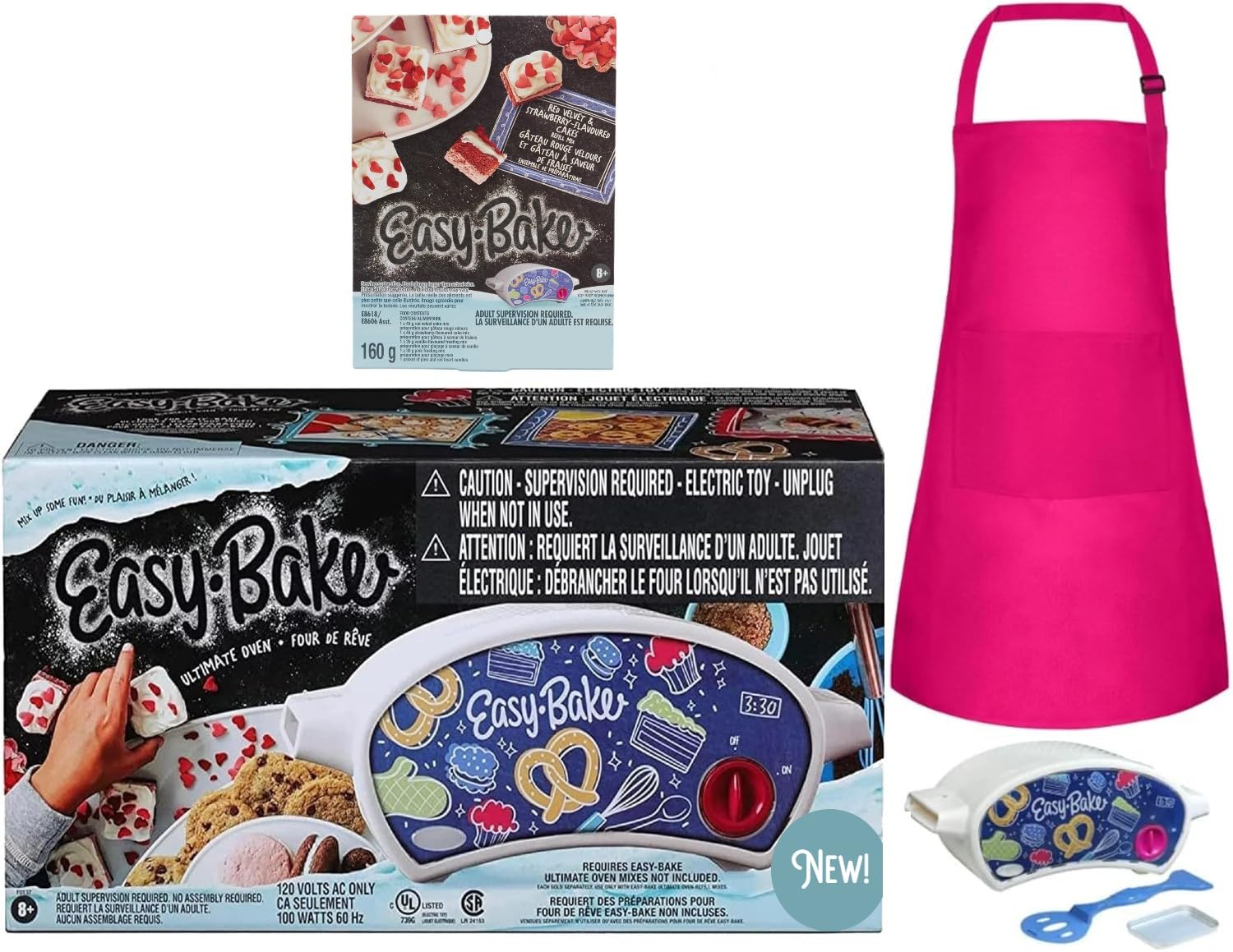 Easy to Bake Ultimate Oven Baking Kit with Non-Stick Pan, Silicone Spatula & Red Velvet Cake Mix - Includes Free Pink Apron for Home Bakers, Perfect for Birthday Parties & Holiday Baking Gifts
