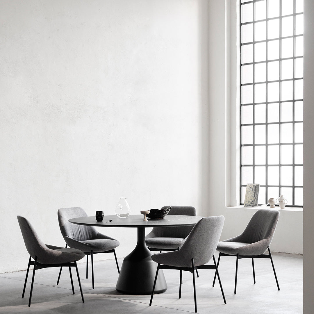 Modern Round Coin Dining Table - Elegant Metal Base & Tempered Glass Top for Kitchen, Dining Room, or Breakfast Nook - Perfect for Small Spaces & Contemporary Home Decor