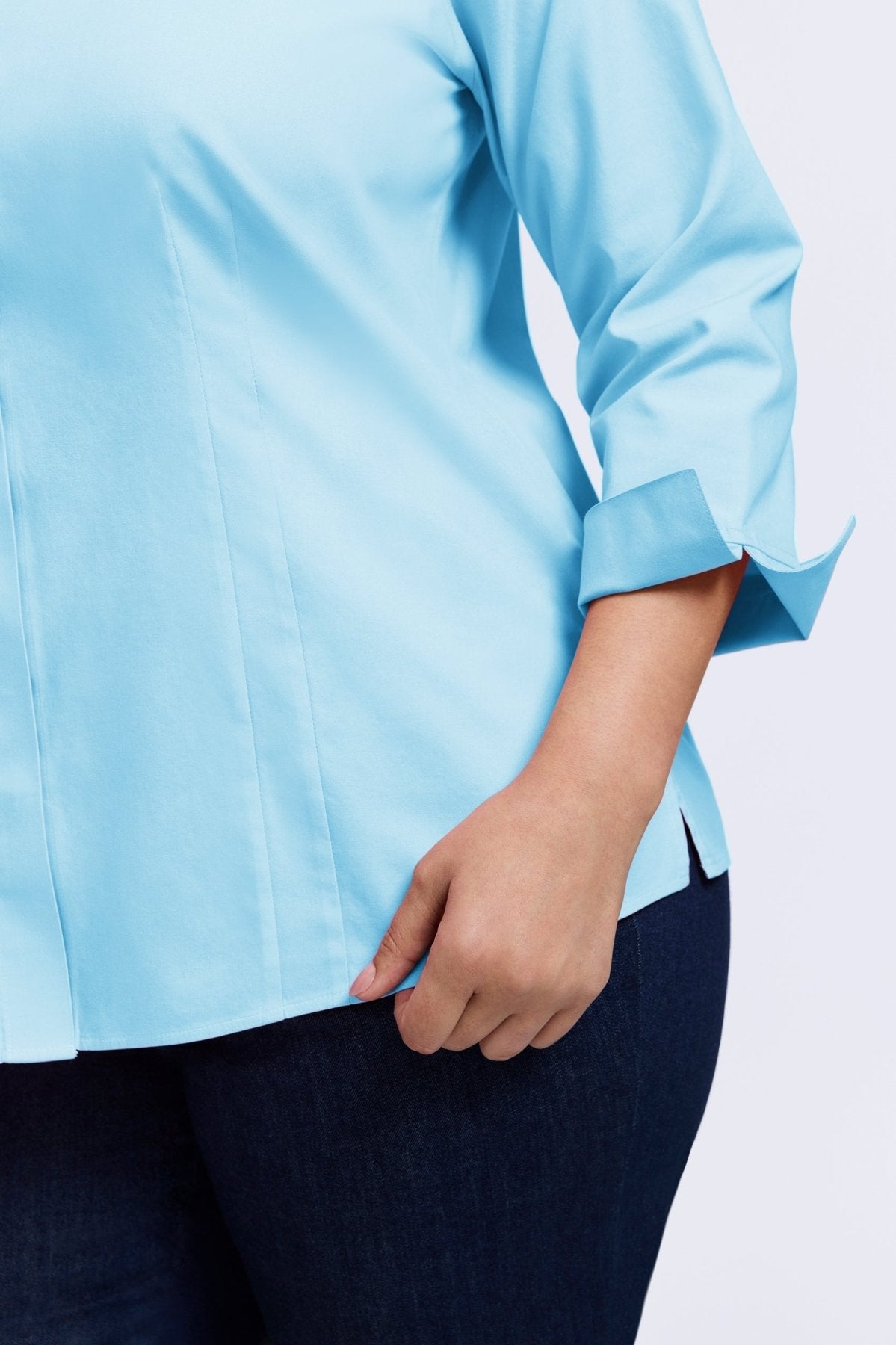 Taylor Plus No Iron Pinpoint 3/4 Sleeve Dress Shirt for Men - Wrinkle-Free Business Casual & Office Wear