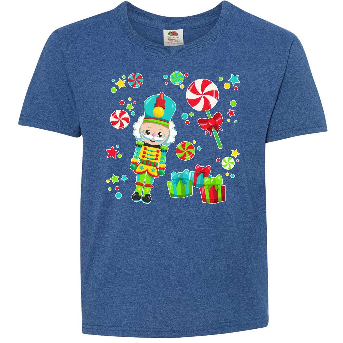Inktastic Holiday Nutcracker and Candy Christmas Youth T-Shirt - Festive Holiday Gift for Kids & Teens - Perfect for Christmas Parties, Family Gatherings & Winter Celebrations