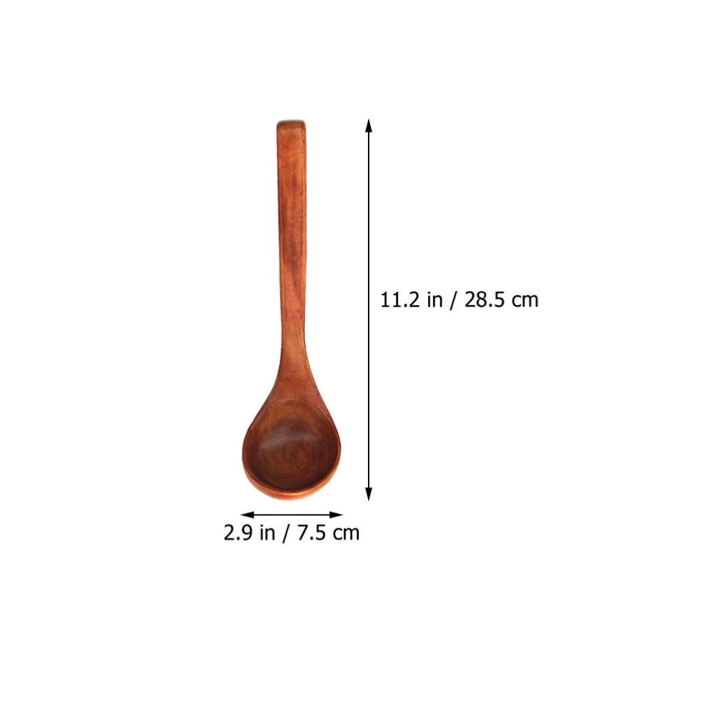 2PCS Wooden Spoons Set - Long Handle Wooden Ladle & Scoop for Cooking, Serving, and Stirring - Japanese Style Kitchen Utensils - Perfect for Soup, Salad, Pasta & Baking - Eco-Friendly Wooden Flatware for Home & Restaurant Use