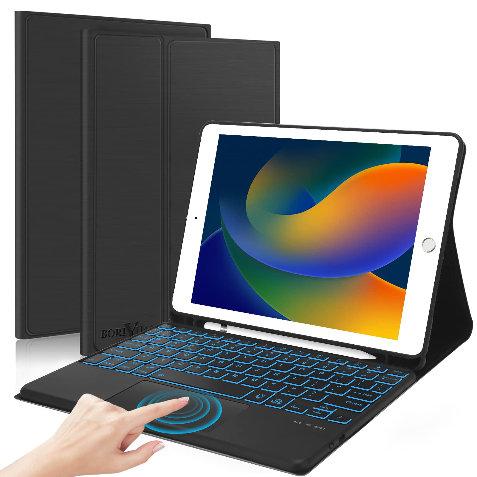 BORIYUAN iPad 10.2 Case with Backlit Keyboard - Slim Folio Cover for iPad 10.2