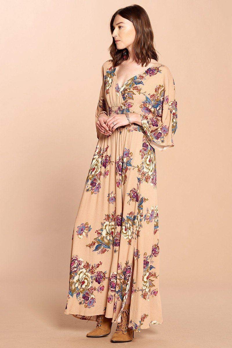 Floral Print Maxi Wrap Dress - Elegant & Comfortable for Summer Outings