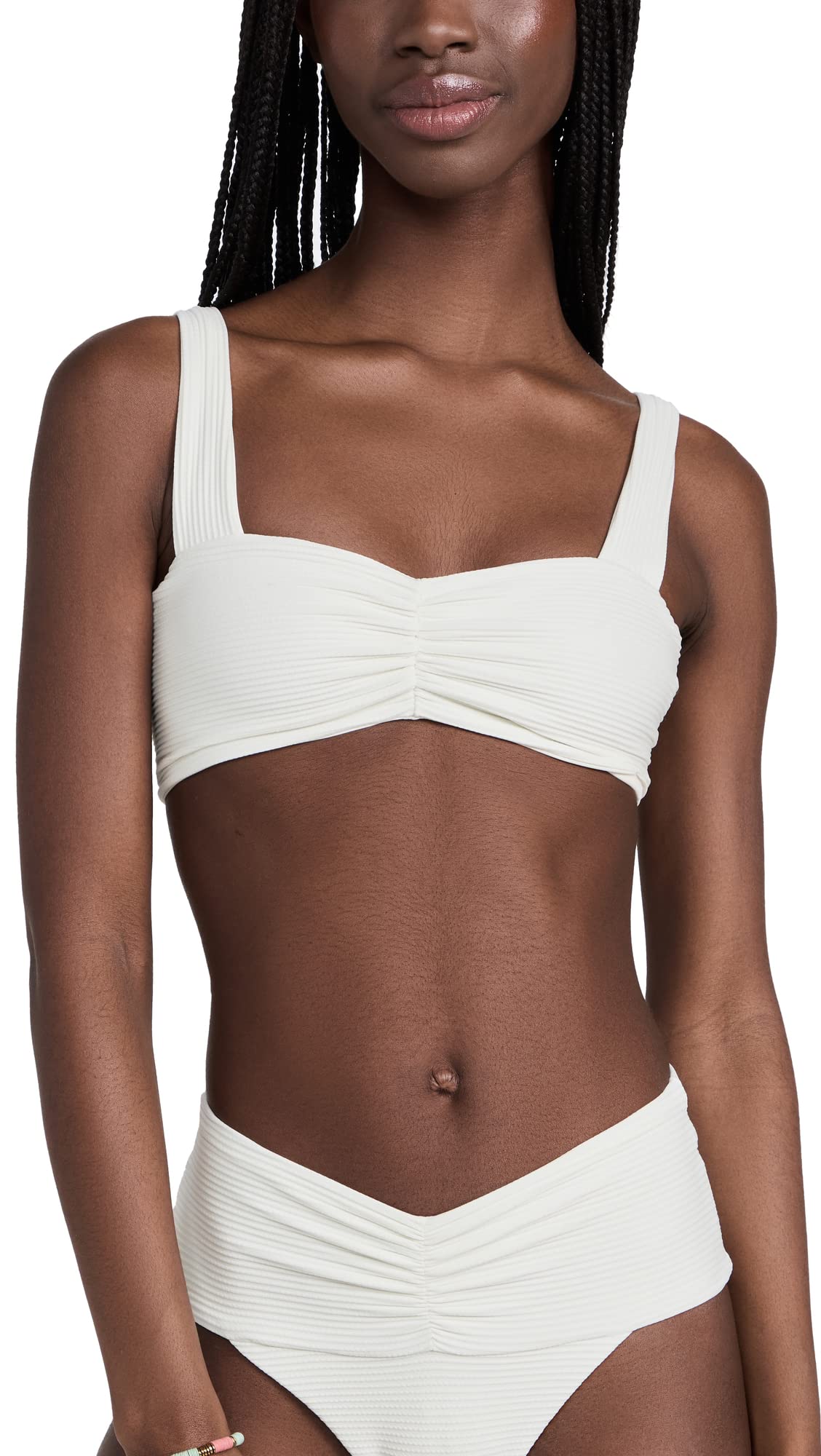 L*Space Eco Chic Econyl Marlee Bikini Top for Women - Sustainable Ribbed Swim Bralette with Front Ruching | Perfect for Beach Vacations, Pool Parties & Summer Getaways