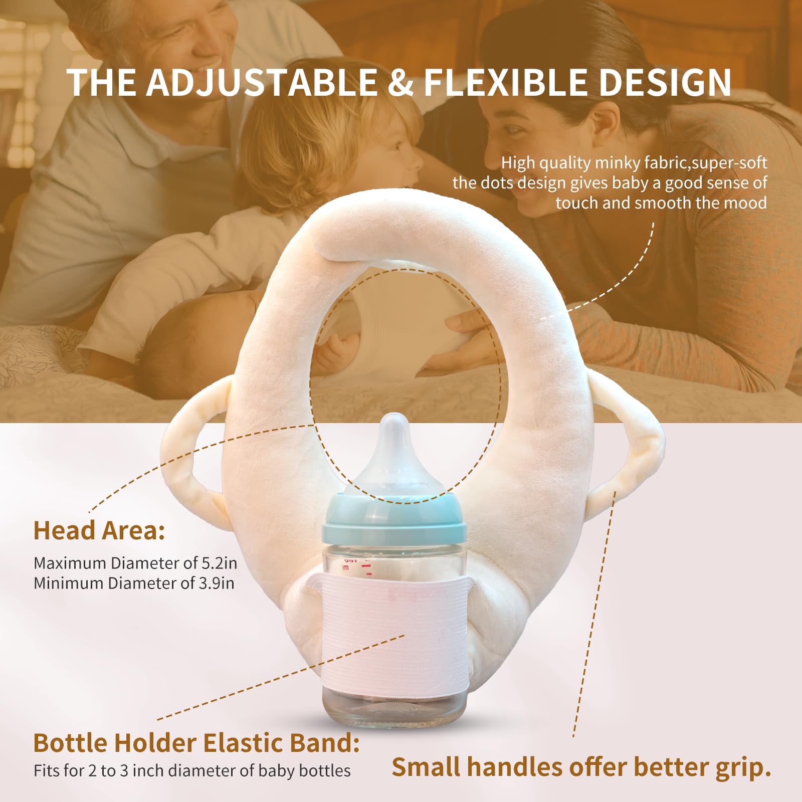 **Adjustable Baby Bottle Holder & Nursing Pillow Support - Hands-Free Self-Feeding Bottle Holder for Newborns & Infants - Essential Baby Feeding Accessory for Crib, Stroller & Travel**