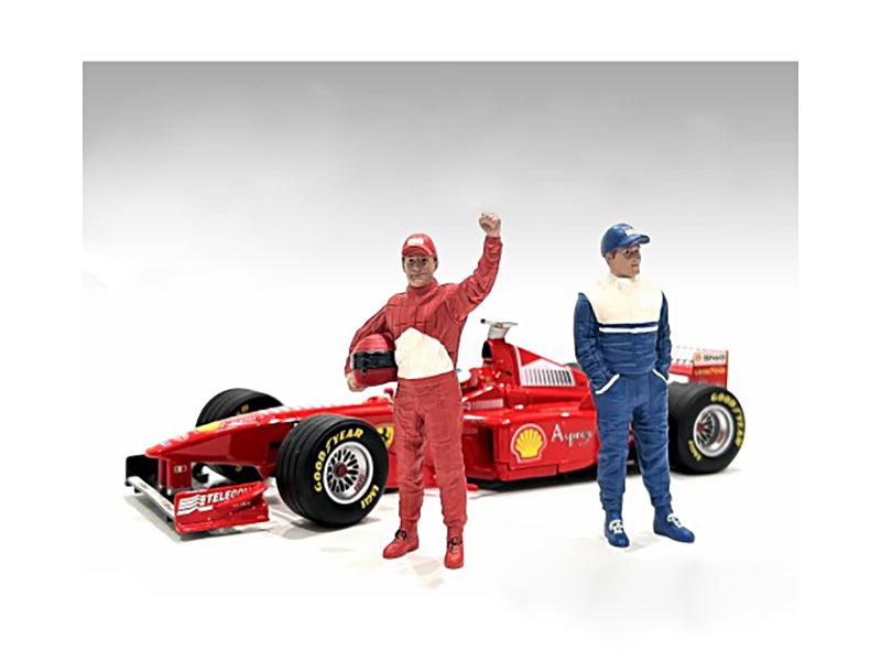 Vintage 90's Racing Legends Figures A & B Set - 1/18 Scale Model Car Collectibles by American Diorama - Perfect for Diecast Displays & Racing Memorabilia Collections