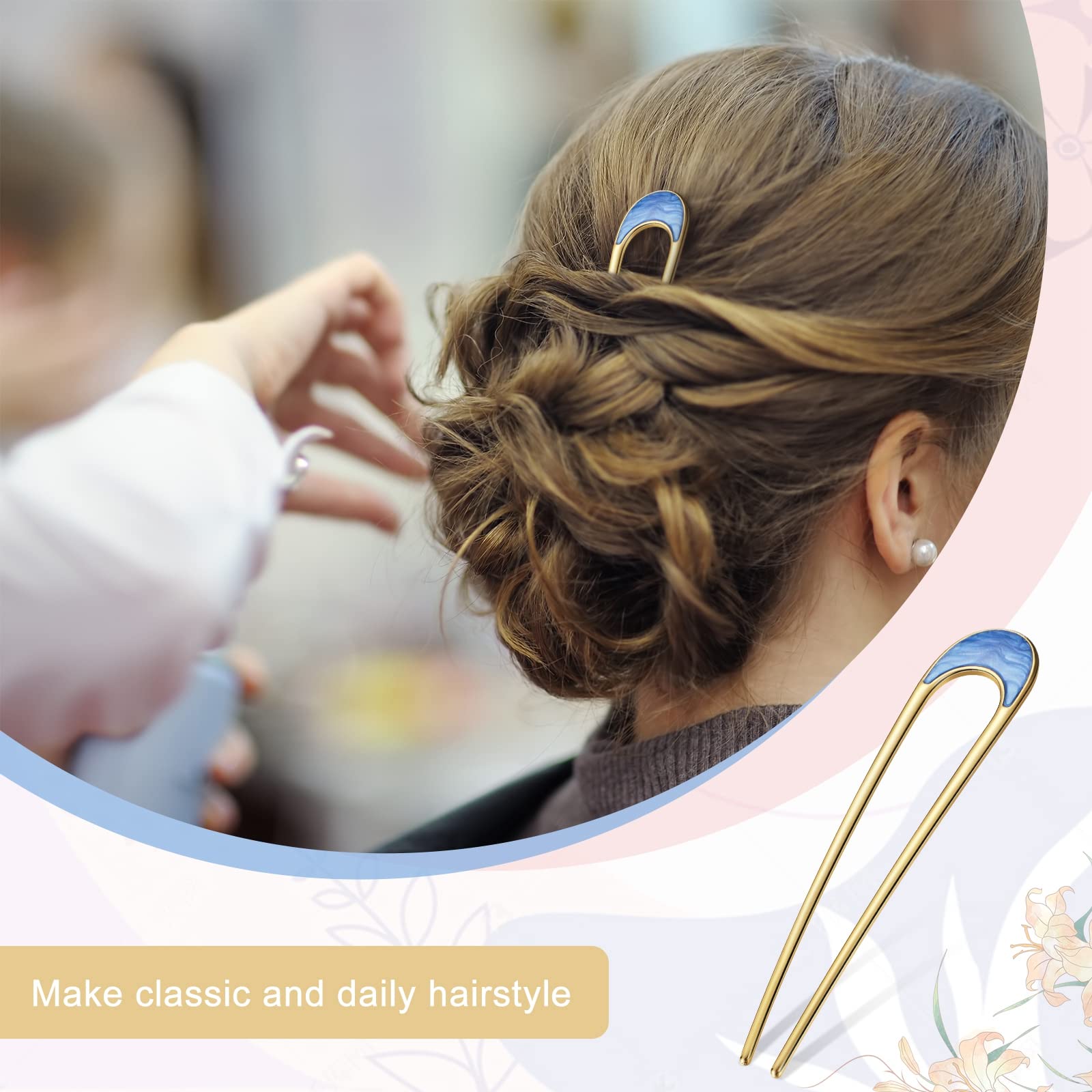 Ysleen 22-Piece French Hair Pin Set - Metal U-Shaped Hairpins, Barrettes & Bun Updo Accessories in Gold & Silver (6 Styles) | DIY Handmade Hair Clips for Women & Girls | Perfect for Weddings, Prom, Parties & Everyday Hairstyles