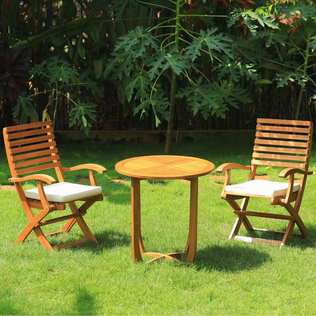 Idzo Patio Bistro Armchairs Set of 2 - Outdoor Dining Chairs with Escanor Bistro End Table - Perfect for Backyard, Garden, Patio, and Restaurant Outdoor Seating