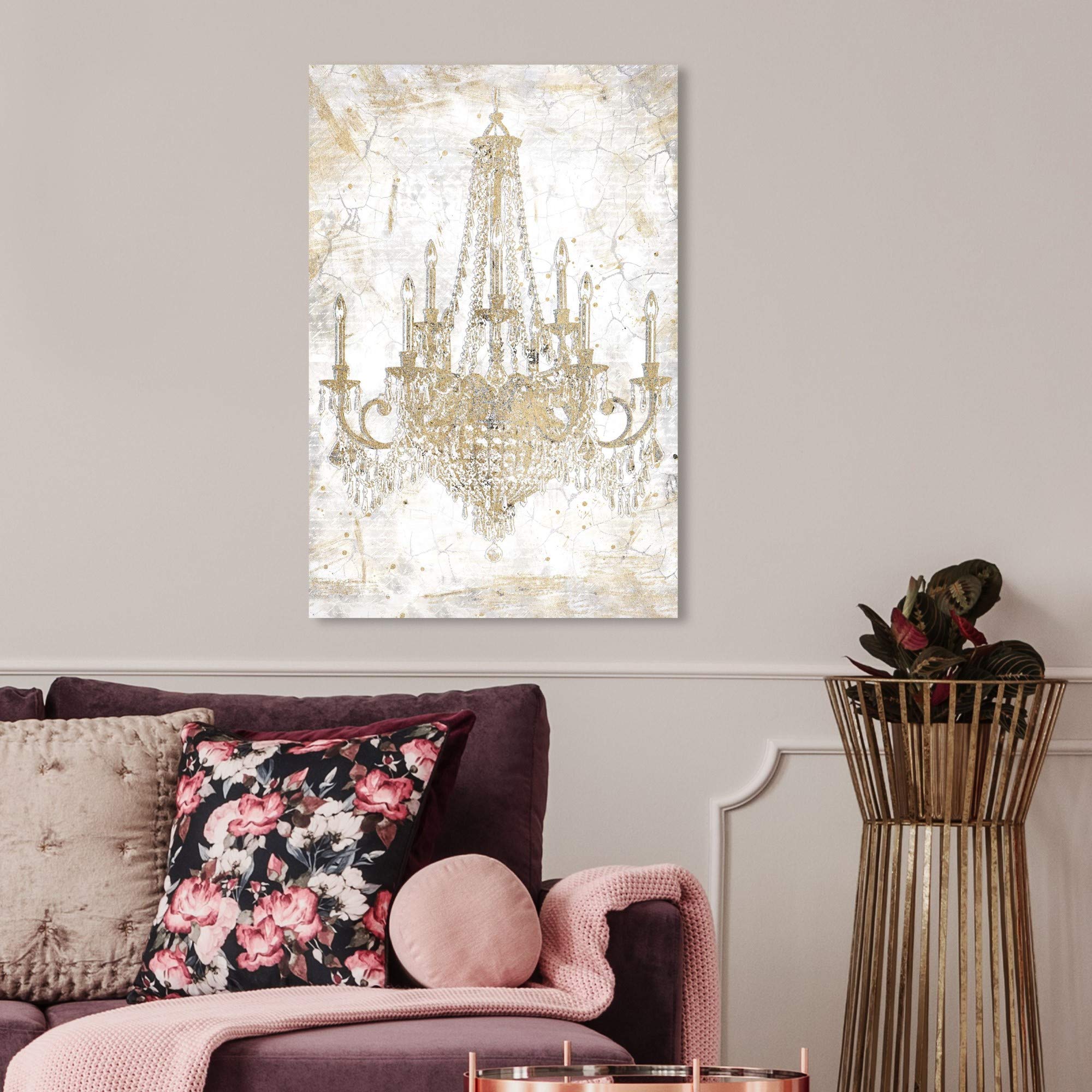 Oliver Gal Artist Co. Fashion & Glam Wall Art Canvas Prints - 20x30 Inch Gold & White Chandelier Home Decor - Perfect for Living Room, Bedroom & Office Wall Decoration