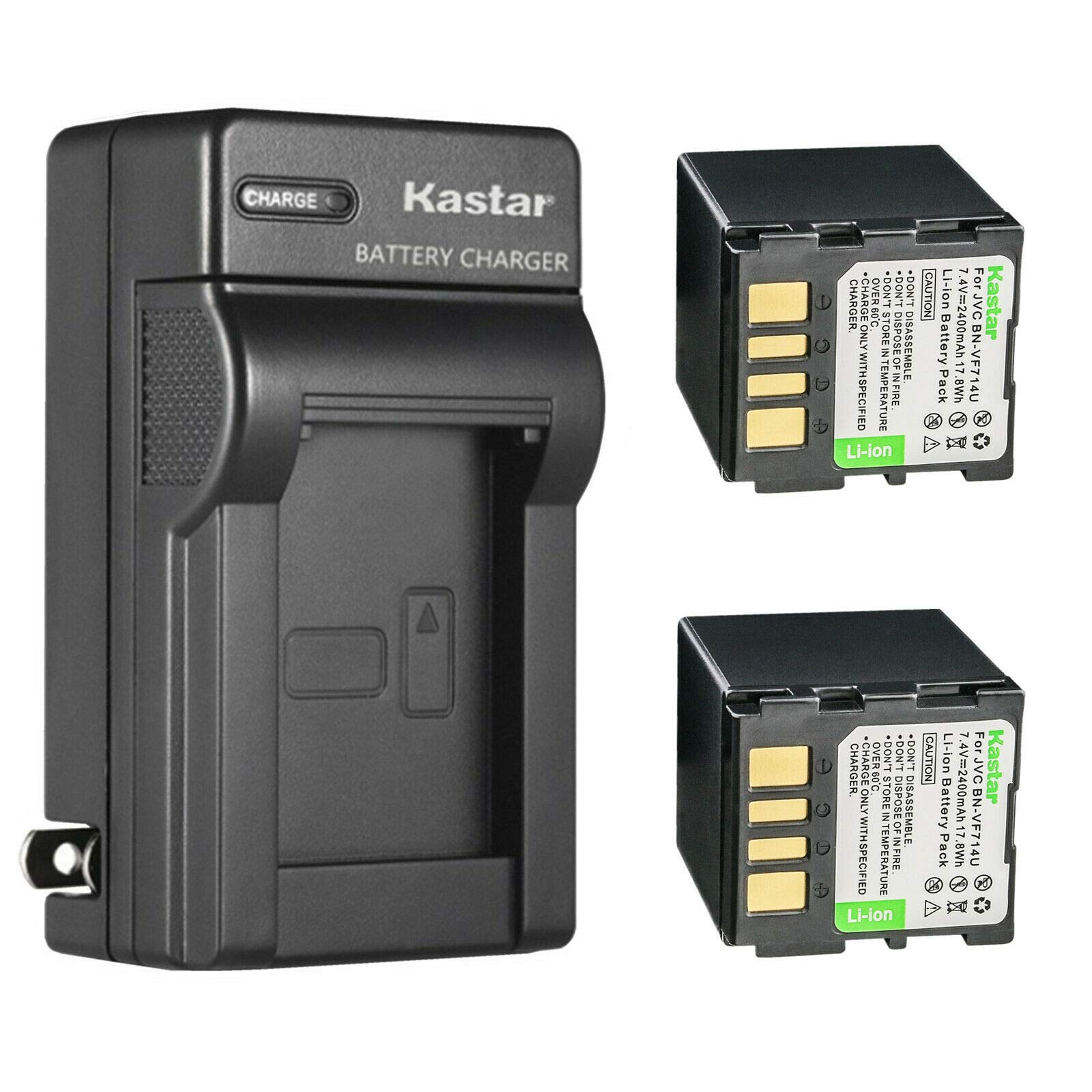 Kastar 2-Pack Replacement Battery and AC Wall Charger for JVC GZ-D240, GZ-D270, GR-D360 Series Camcorders - Perfect for Travel Vlogging and Home Video Recording