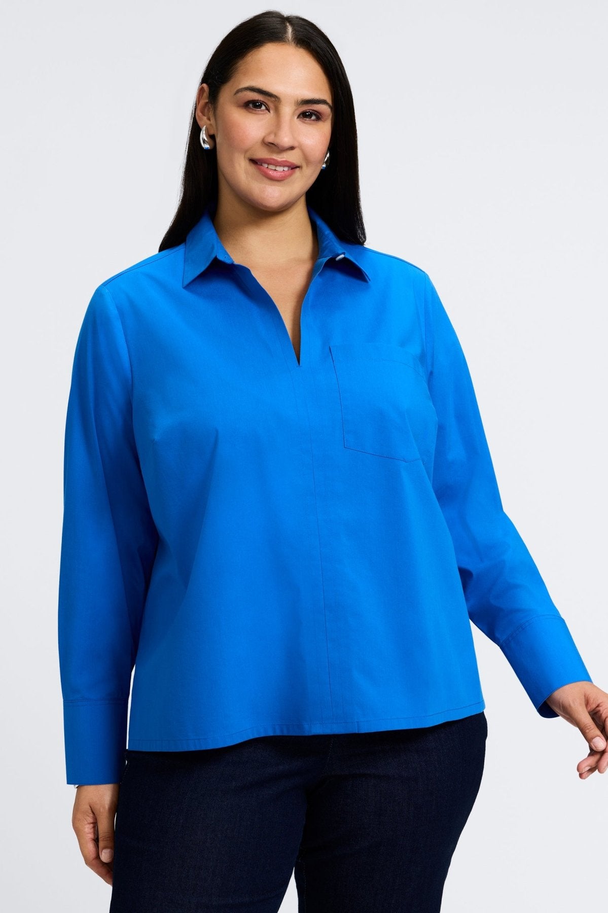 Bella Plus Wrinkle-Free Stretch Long Sleeve Shirt for Women - Comfortable Office Wear & Casual Outfits