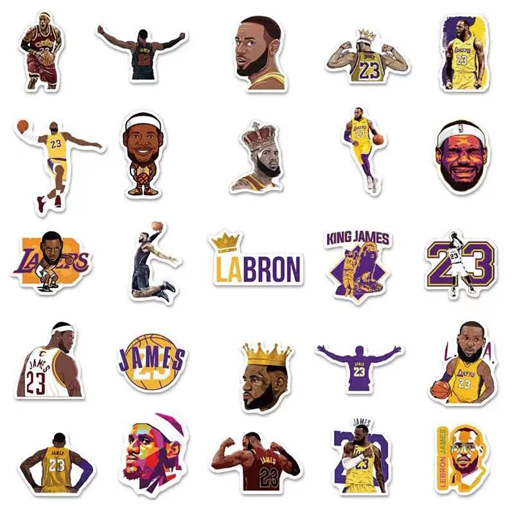 50 Pcs Basketball Star James Stickers - Small Decals for Hydro Flasks, Laptop, Phone Case, Computer, Water Bottle - Perfect for School, Office, and Sports Gear Customization