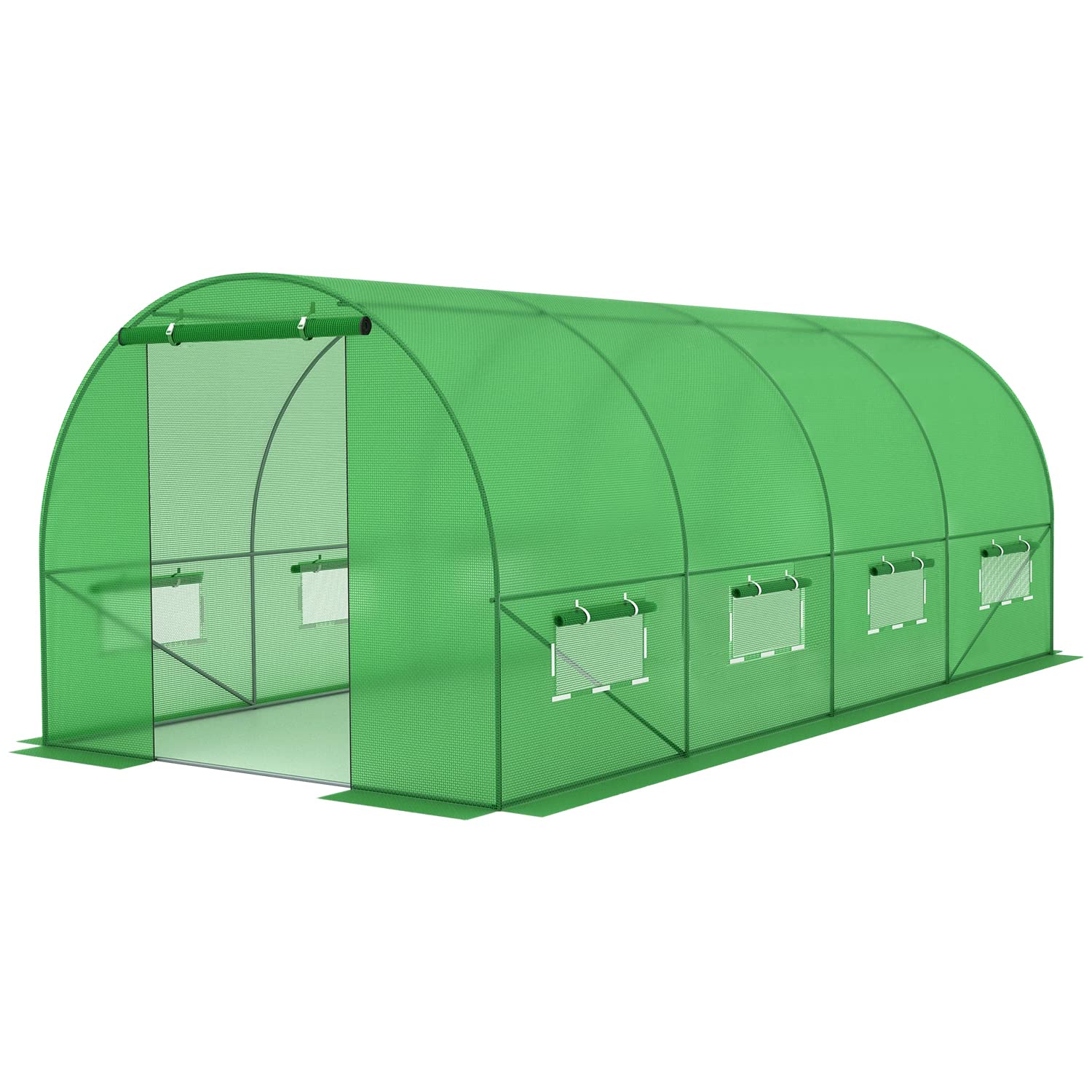 HCY 20' x 10' x 7' Heavy Duty Walk-in Greenhouse Kit - Portable Gardening Tent with Zipper Mesh Doors & Roll-up Windows - Perfect for Outdoor Plant Growing, Seed Starting & Backyard Gardening