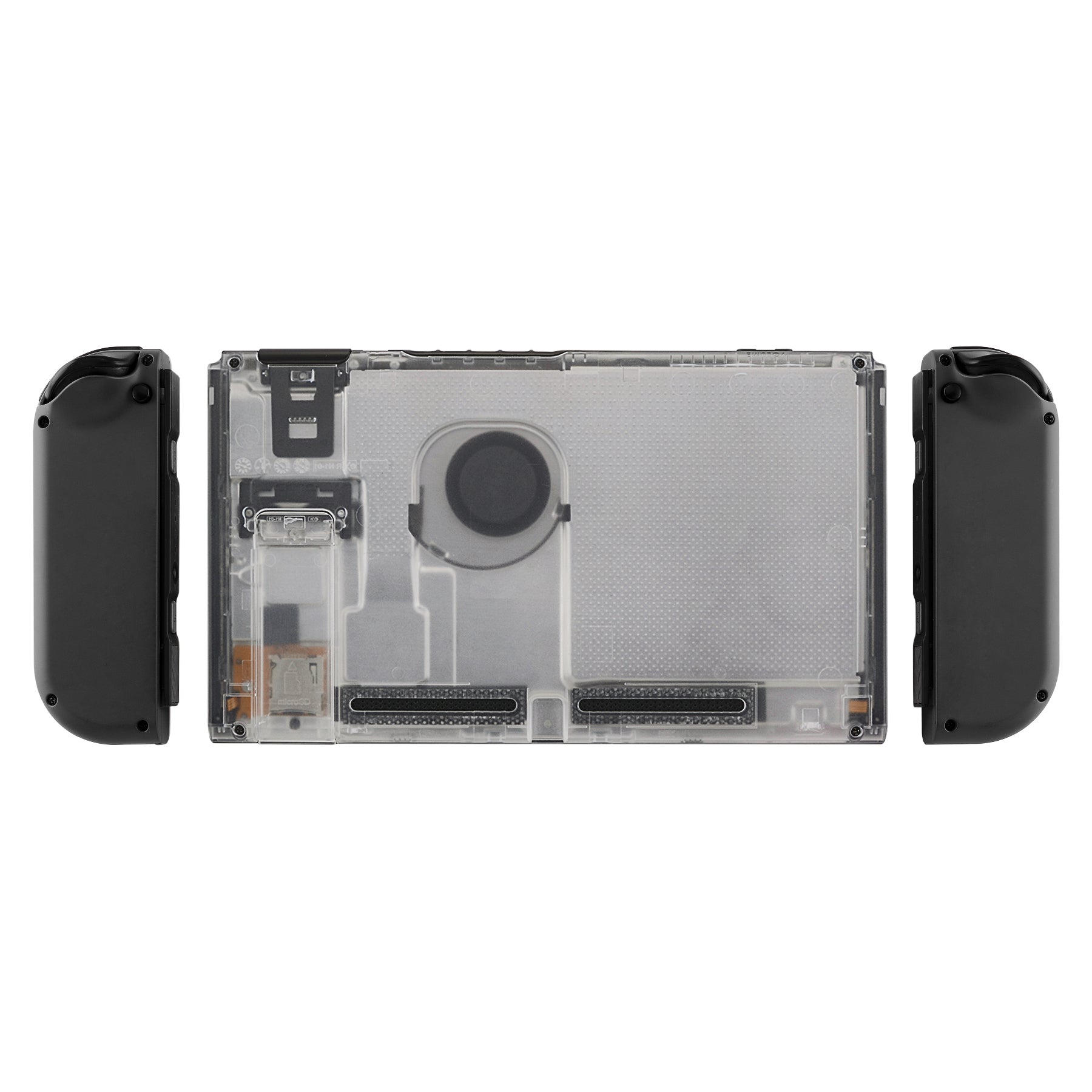 eXtremeRate Clear Transparent Replacement Back Plate Shell Case with Kickstand for Nintendo Switch - DIY Custom Console Cover for Gaming & Travel Protection