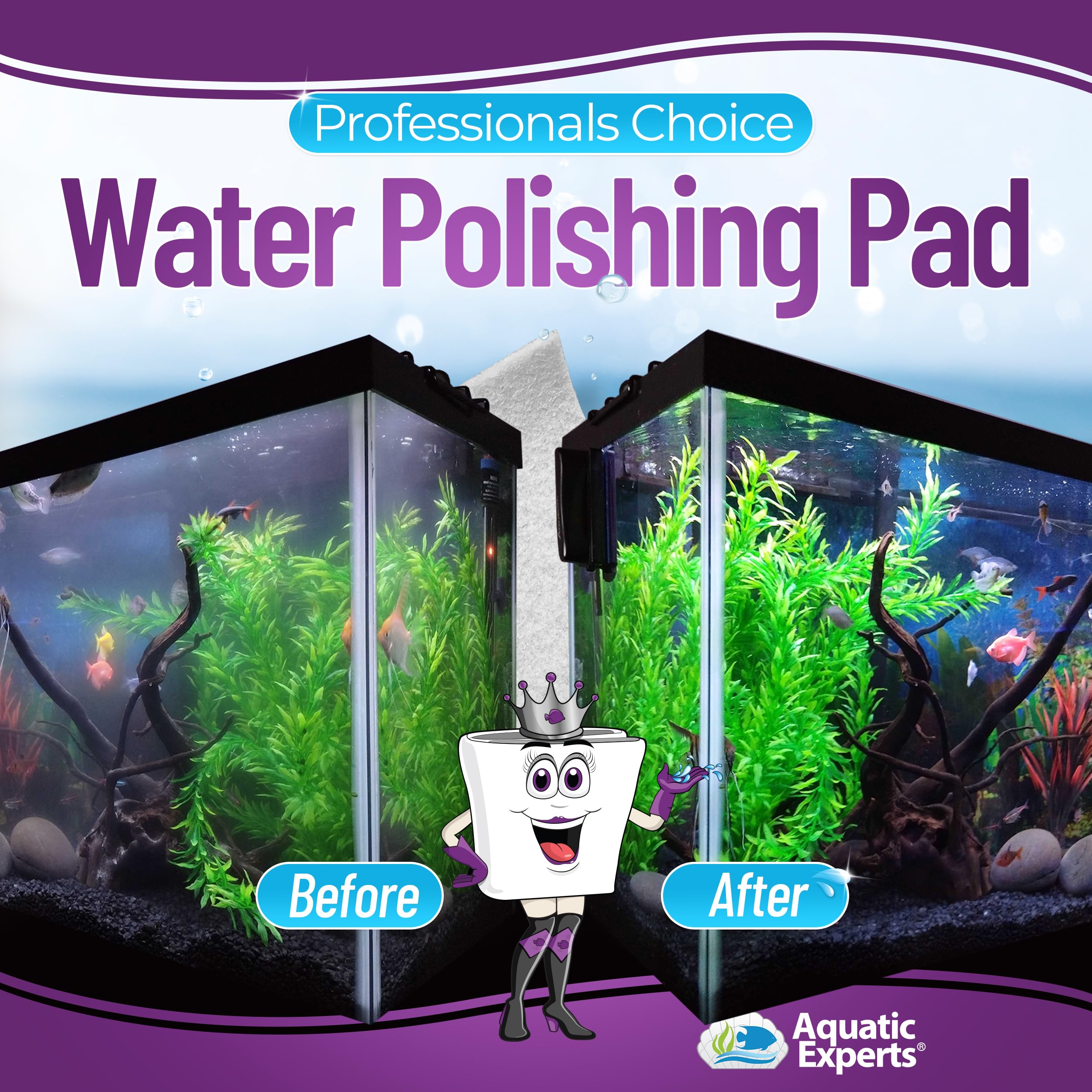 Aquatic Experts Aquarium Filter Pad - 200 Micron, 24x36 Inch (4 Pack) for Crystal Clear Water