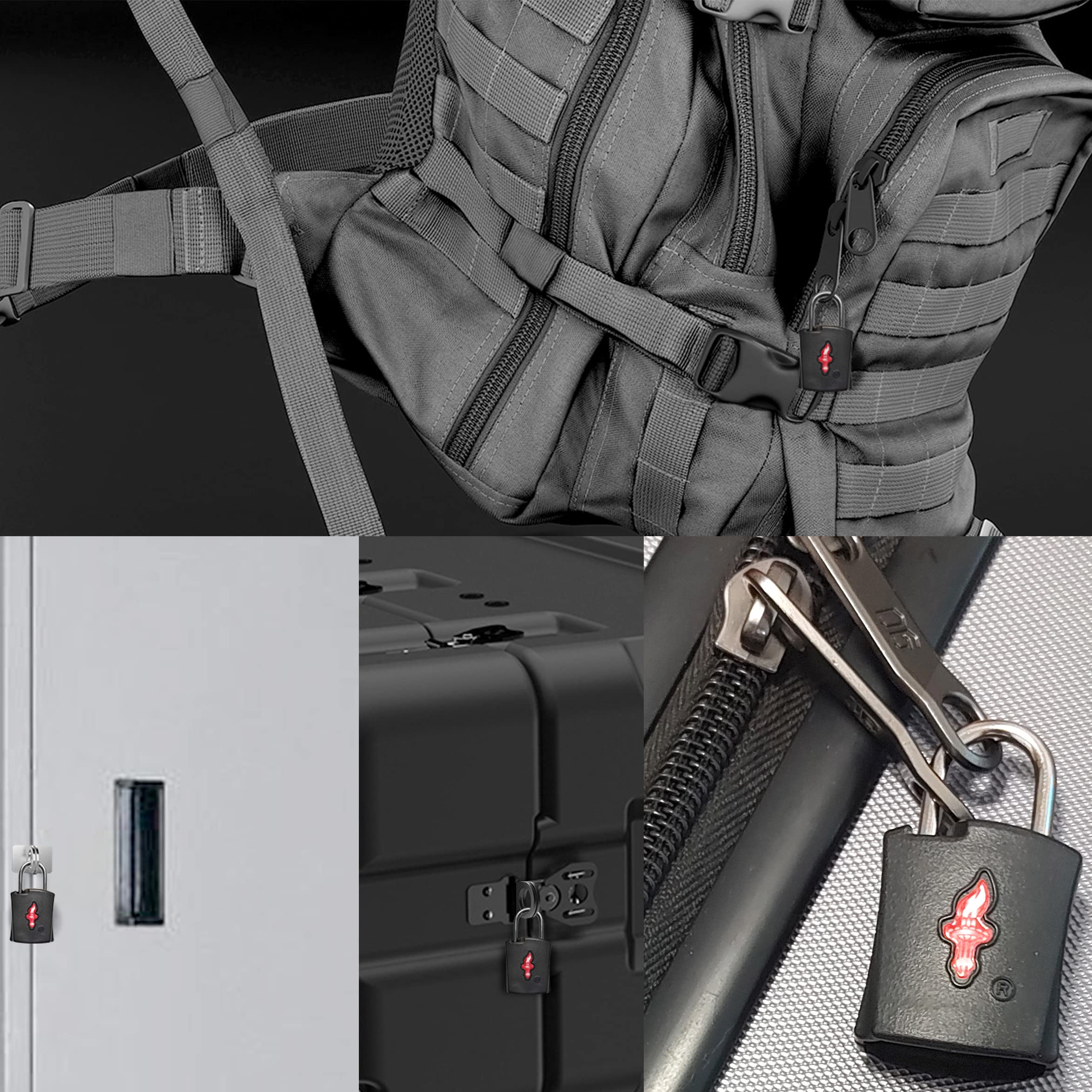 4 Pack Black TSA Approved Luggage Locks - Secure Suitcases, Carry-On Bags, Backpacks & Laptop Cases | Travel Essentials for Airports & Hotels
