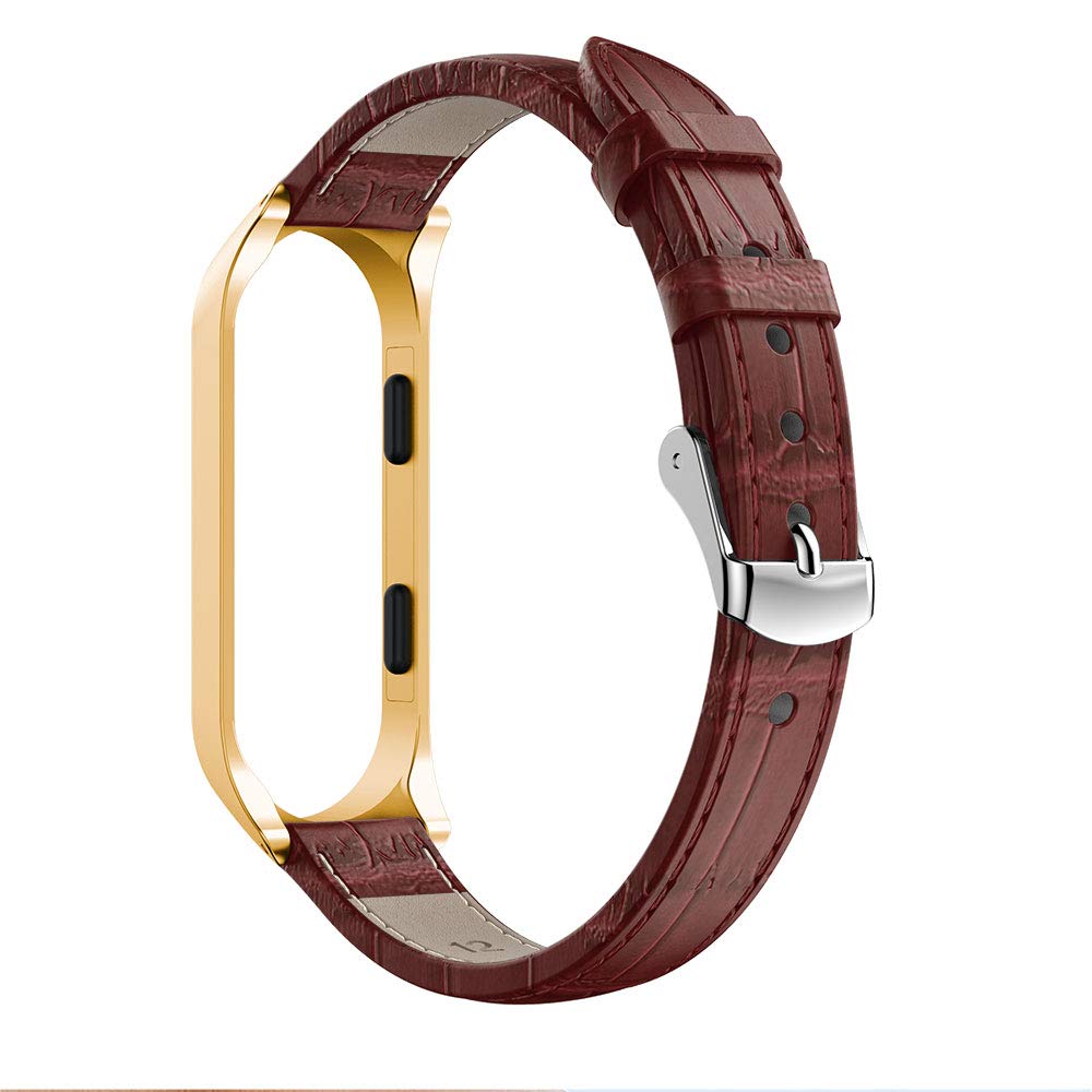 Premium Genuine Leather Replacement Watch Band for Xiaomi Mi Band 3 - Adjustable Wrist Strap Compatible with Fitness Trackers - Perfect for Workouts, Running & Everyday Wear