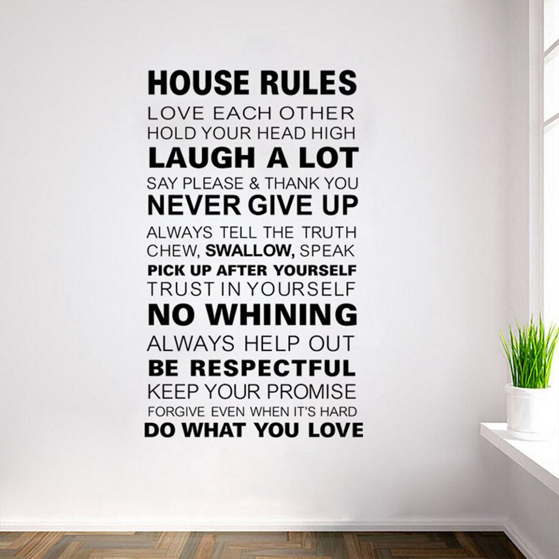 U-Shark® DIY Removable House Rules Vinyl Wall Decals - 22.8